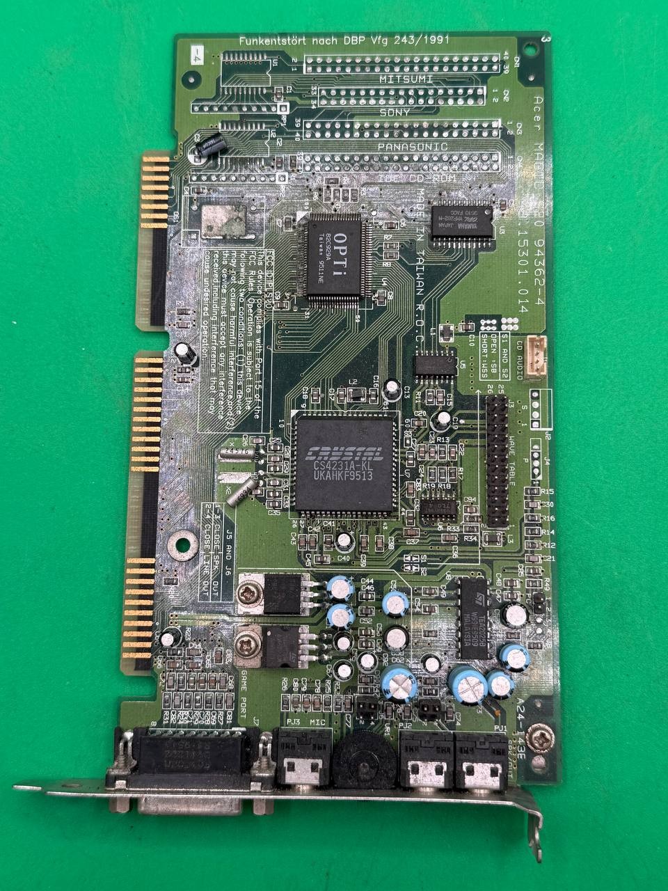 Acer Magic S20 ISA Sound Card OPTi 82C929A Crystal CS4231 OPL3 RE