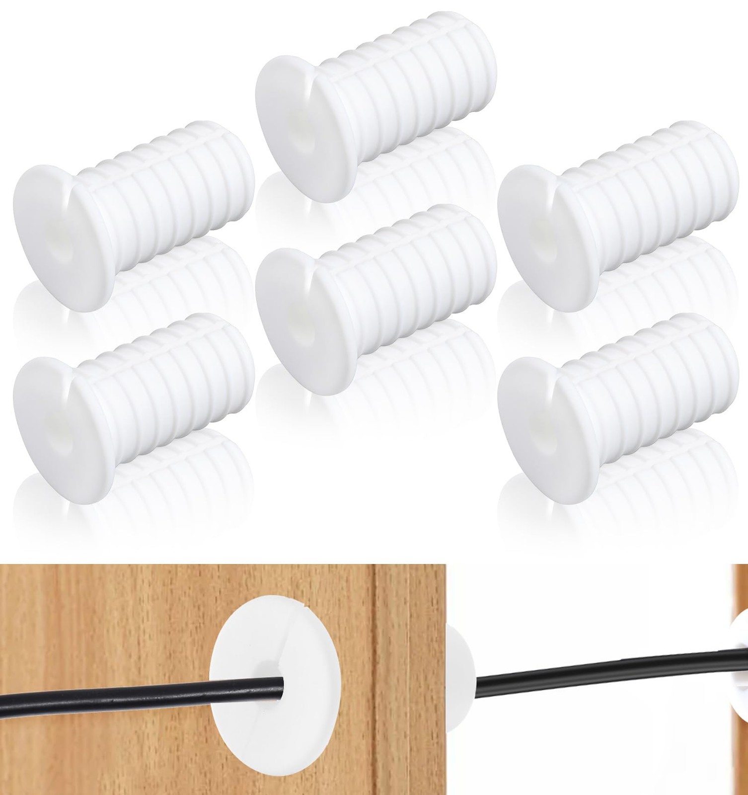 6 Pcs 3/4 Inch Wall Grommets for Cables, Cable Pass Through Silicone