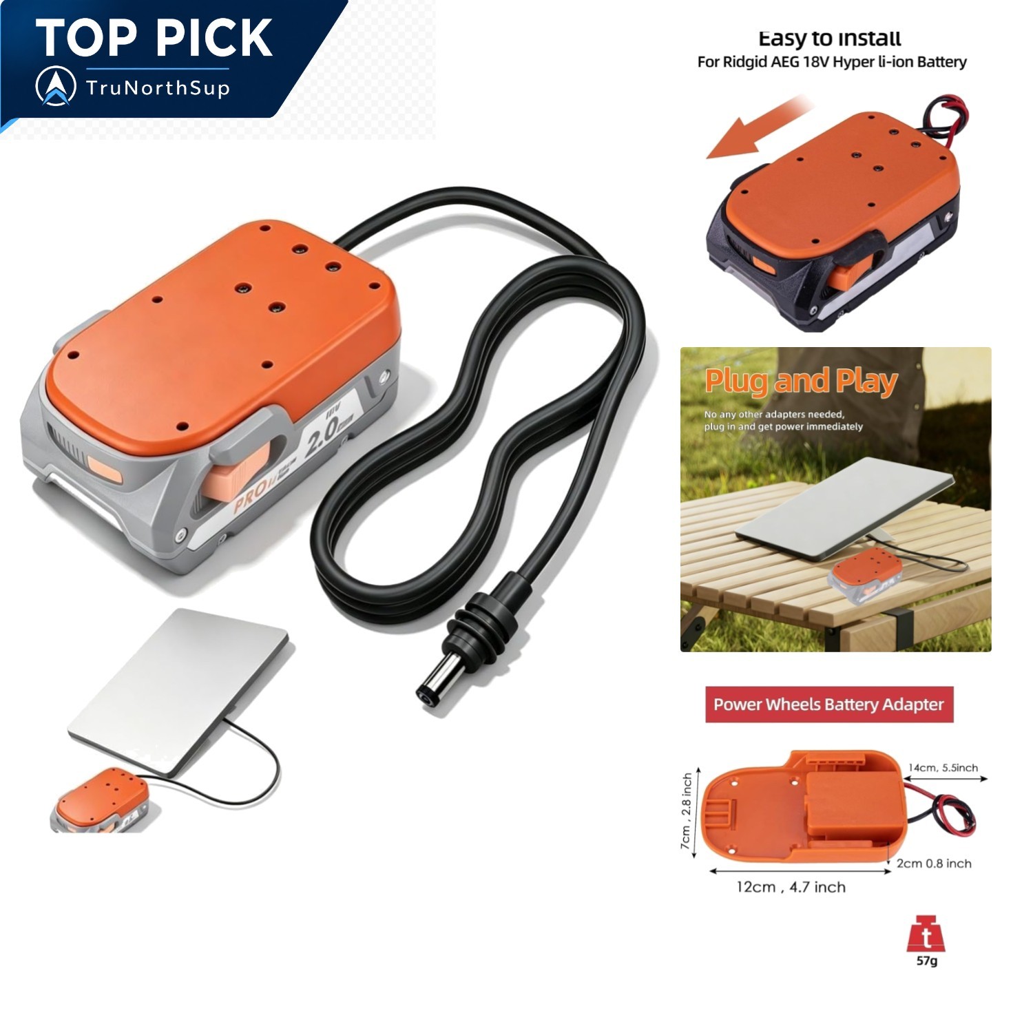 Starlink Mini Battery Adapter for Ridgid 18V Battery 3.2ft DC Power Cable Cha...