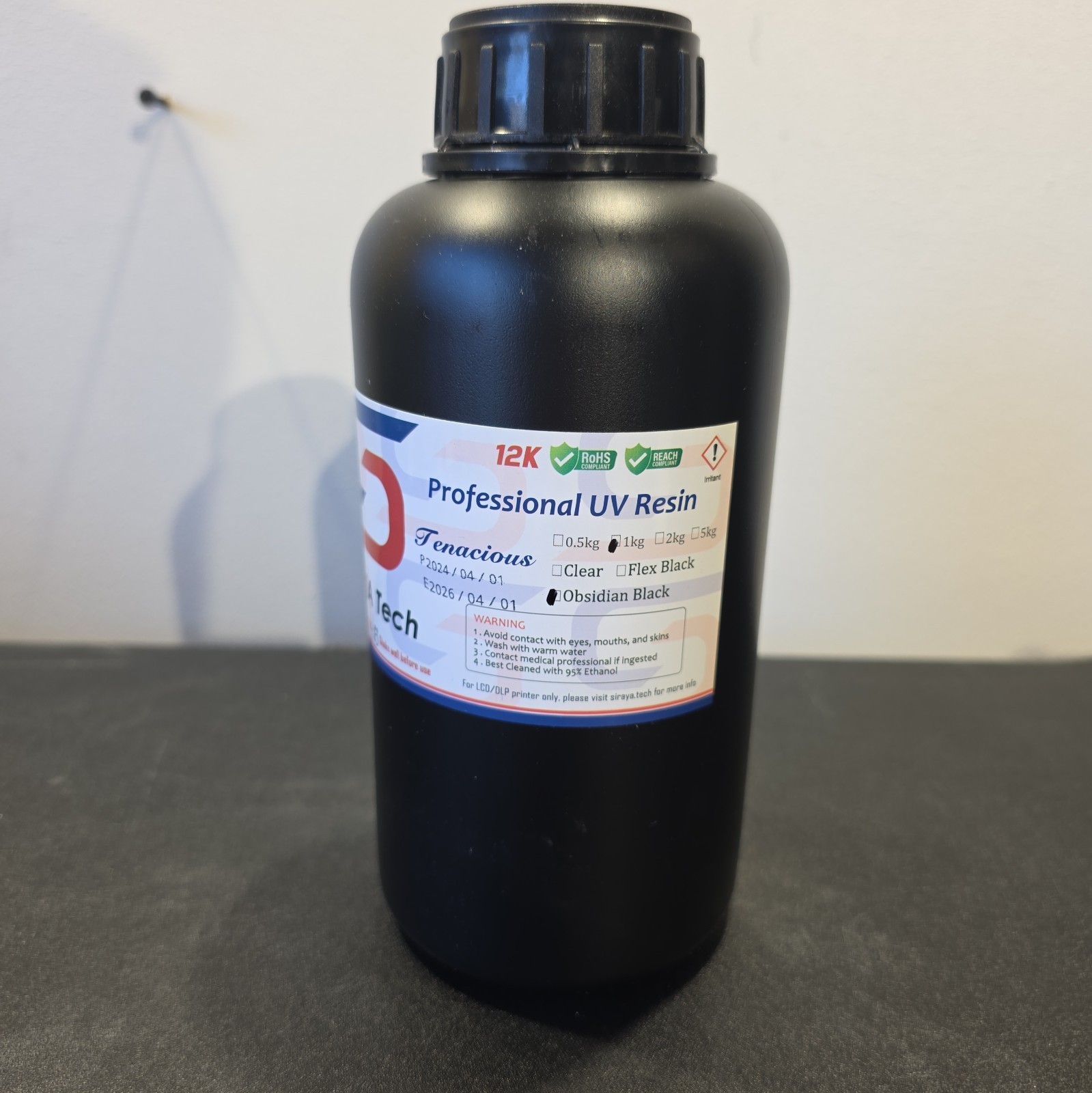 Siraya Tech Professional UV Resin 3D Printer Resin Obsidian Black 1kg Brand New
