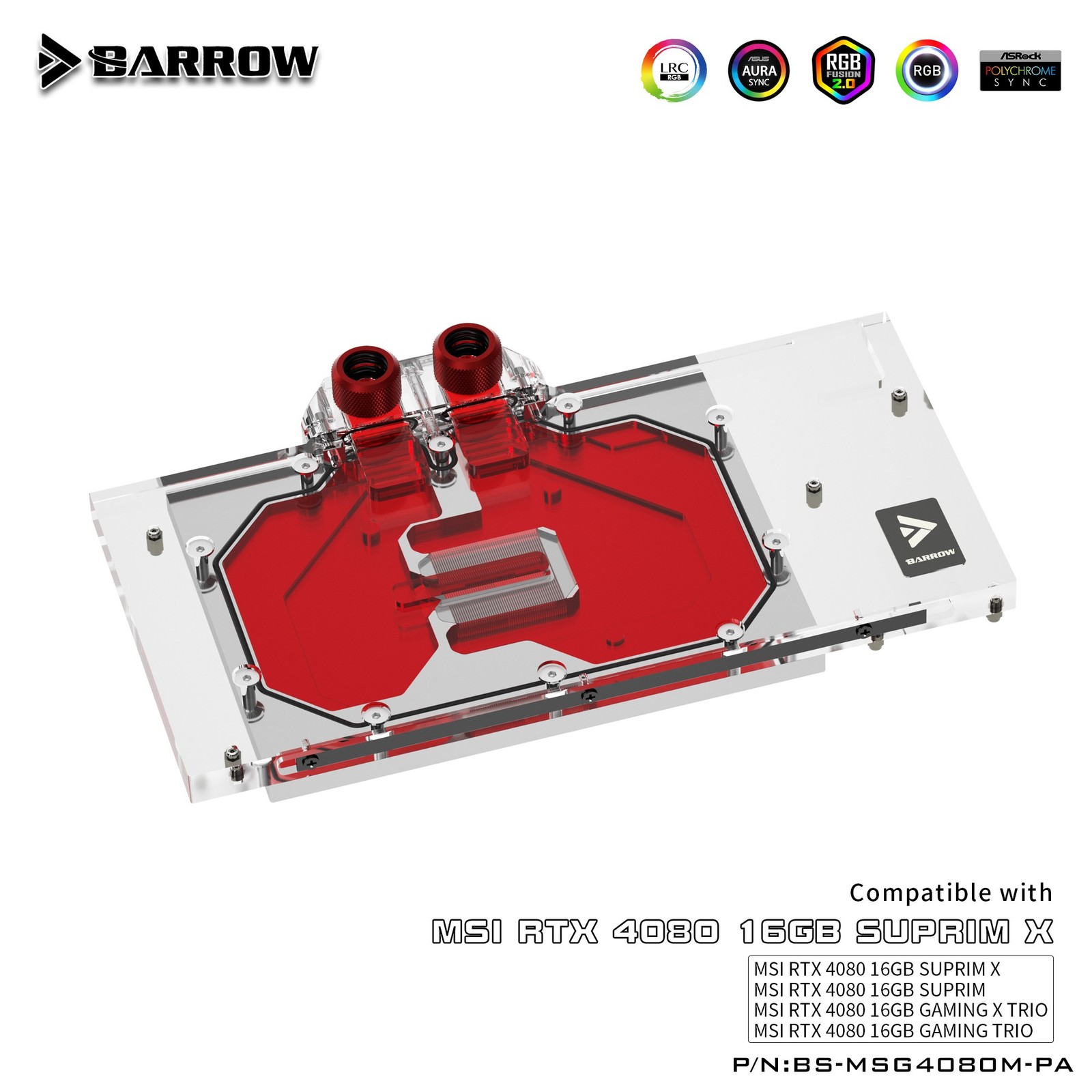Barrow GPU Liquid Cooling Block for  MSI 4080 TRIO Aurora BS-MSG4080M-PA