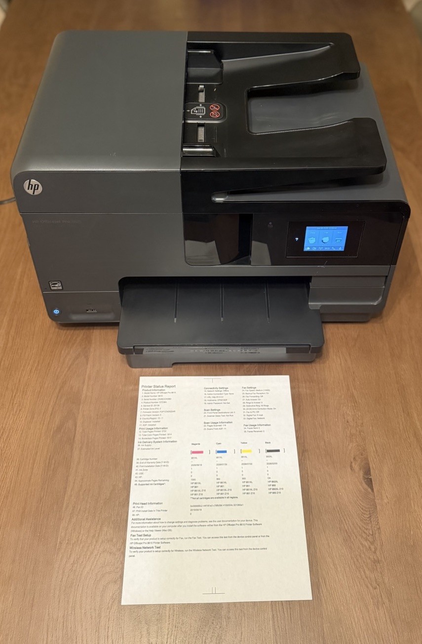 HP Officejet Pro 8615/8620 All-in-One Wireless Inkjet Printer Tested 3772 Pages