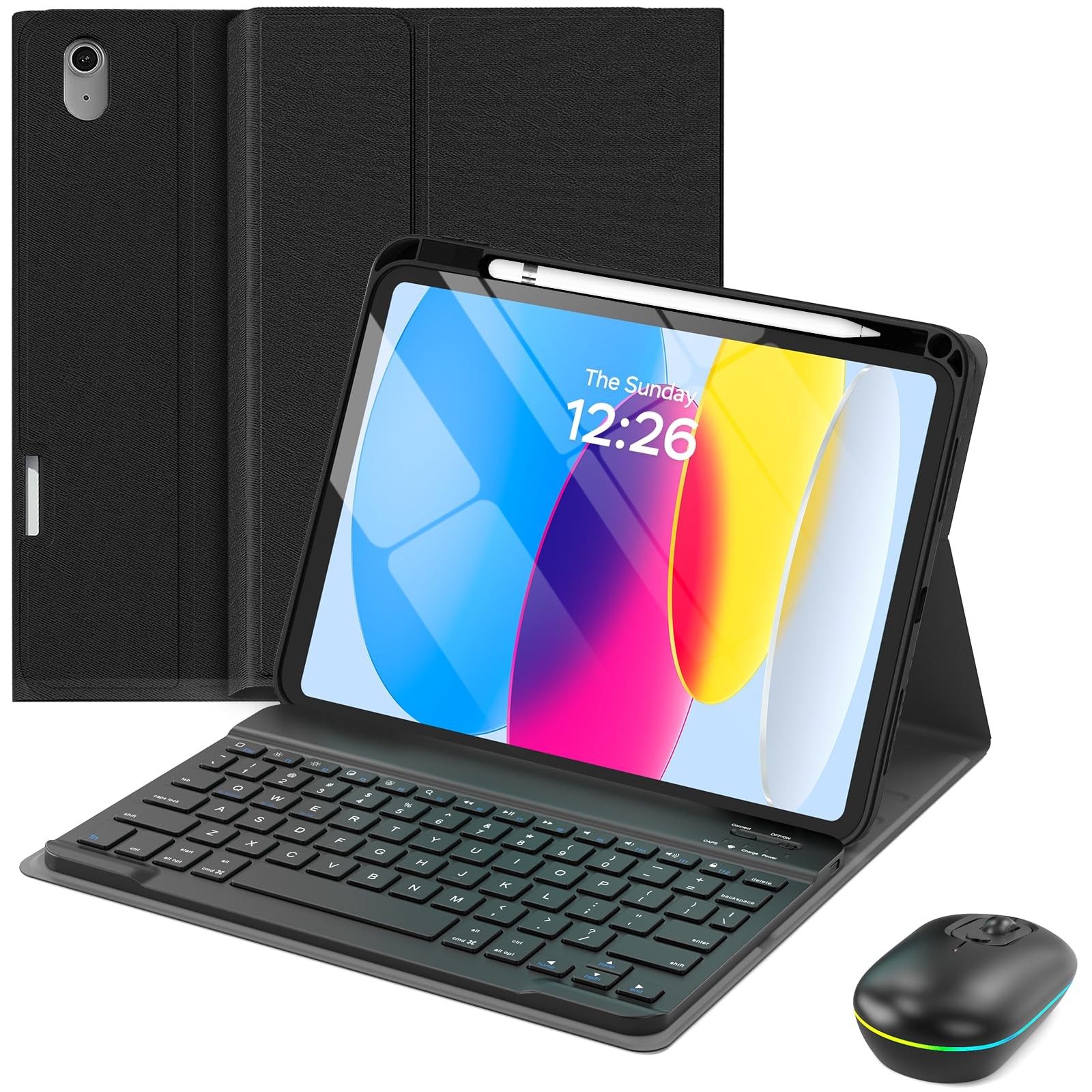 MERSATM for ipad A16 Case with Keyboard and Mouse, Stand Folio Cover with Pen...