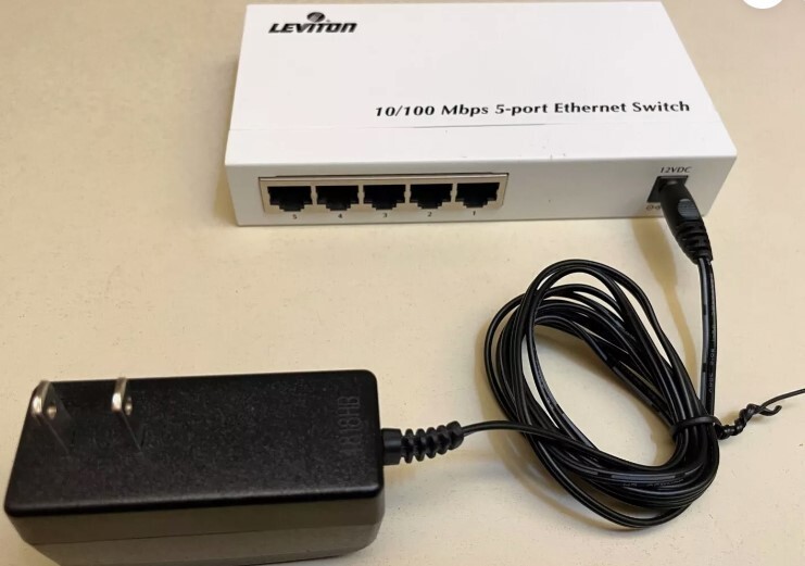Leviton 10/100 Mbps 5 Port Ethernet Switch 47611-5PT SMC Structured Media Center