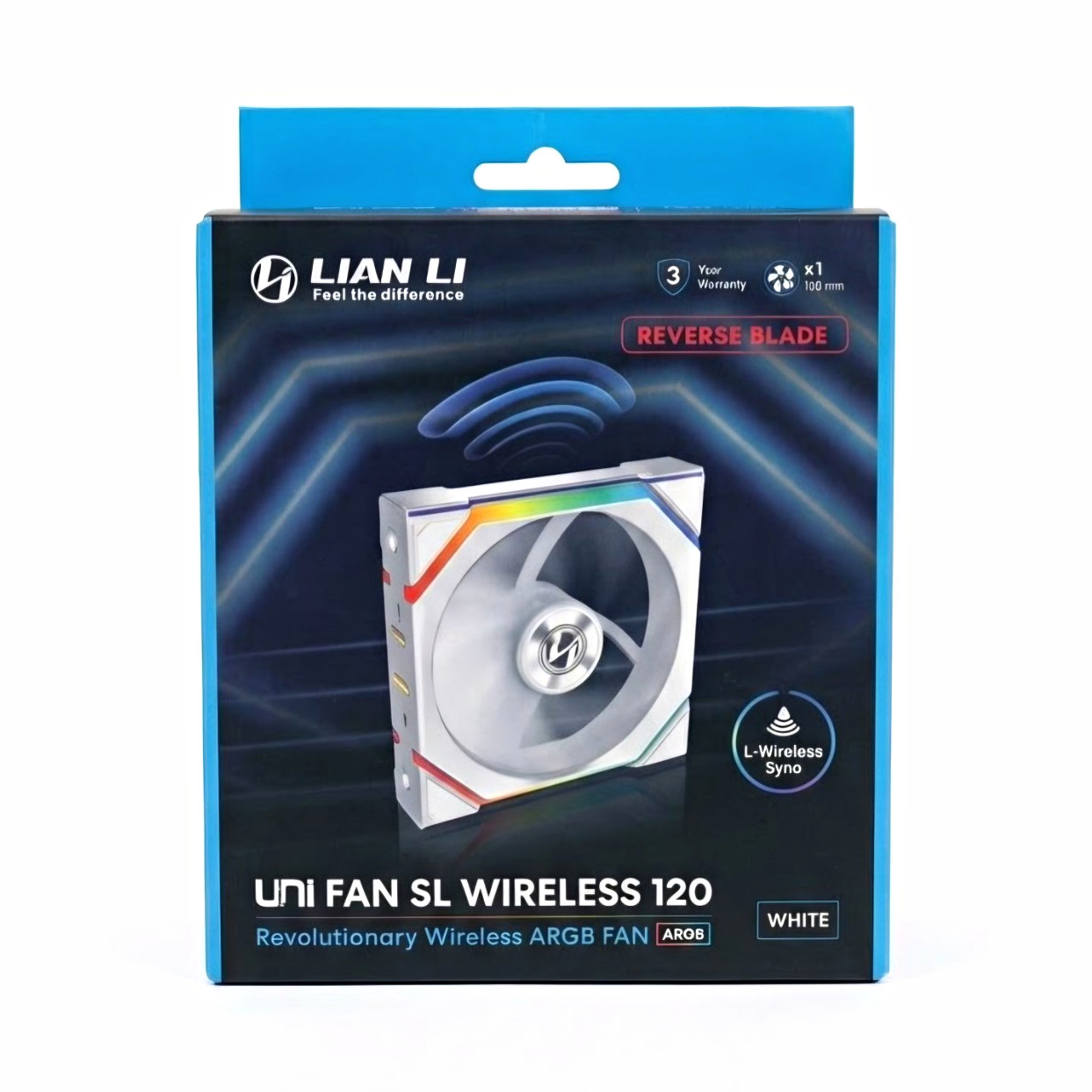 Lian Li UNI FAN SL Wireless 120mm Reverse Blade Wireless ARGB Case Fan White
