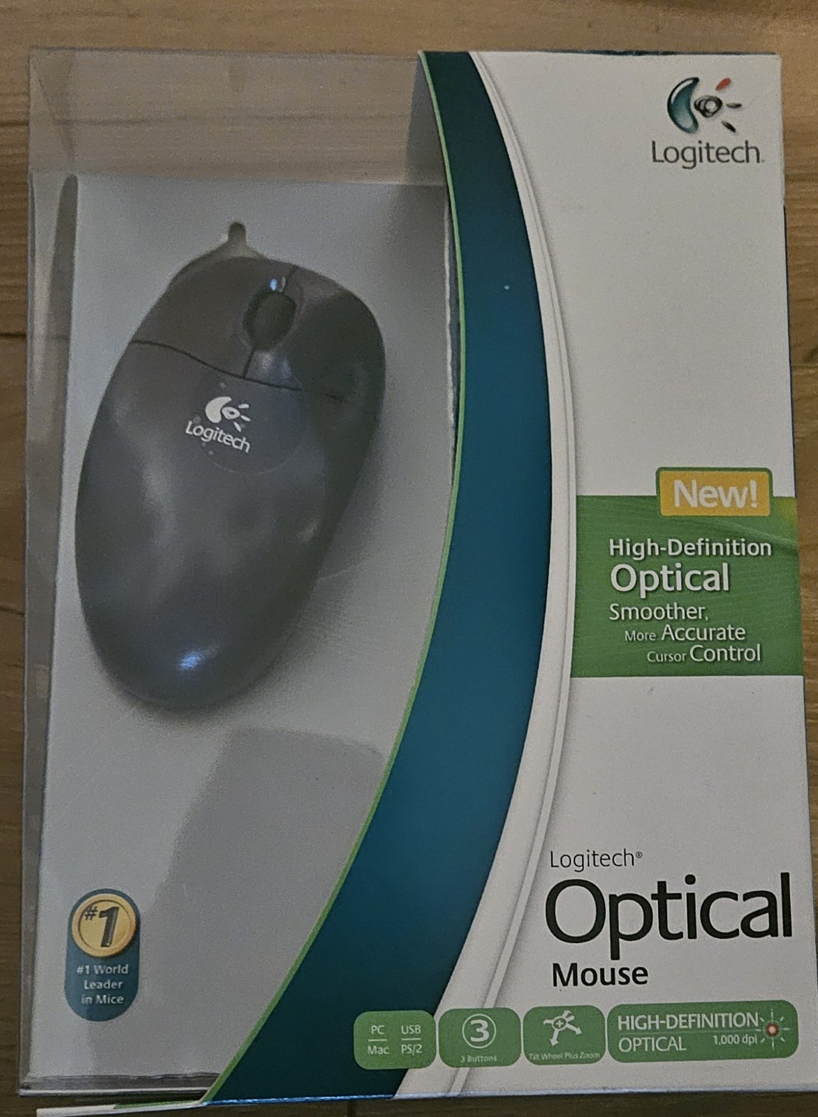 NIB -;Logitech Optical High Definition Mouse 931643-0403 1,000 DPI 
