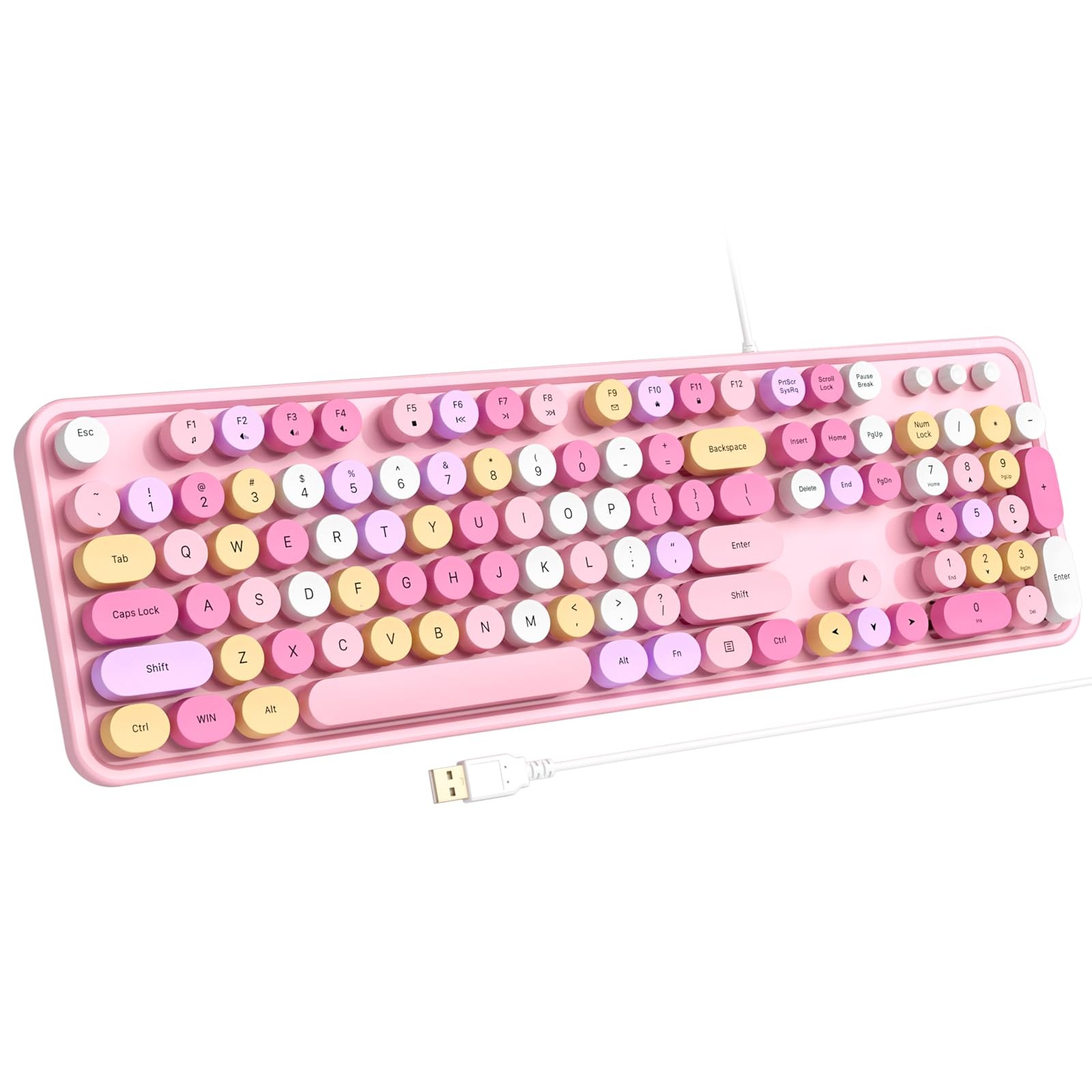 Computer Keyboard Wired USB Full Size Keyboard With Large Number Pad Pink