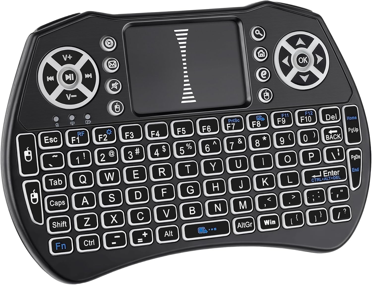 Mini Keyboard with Touchpad Dual Mode 2.4G Bluetooth Backlit Rechargeable