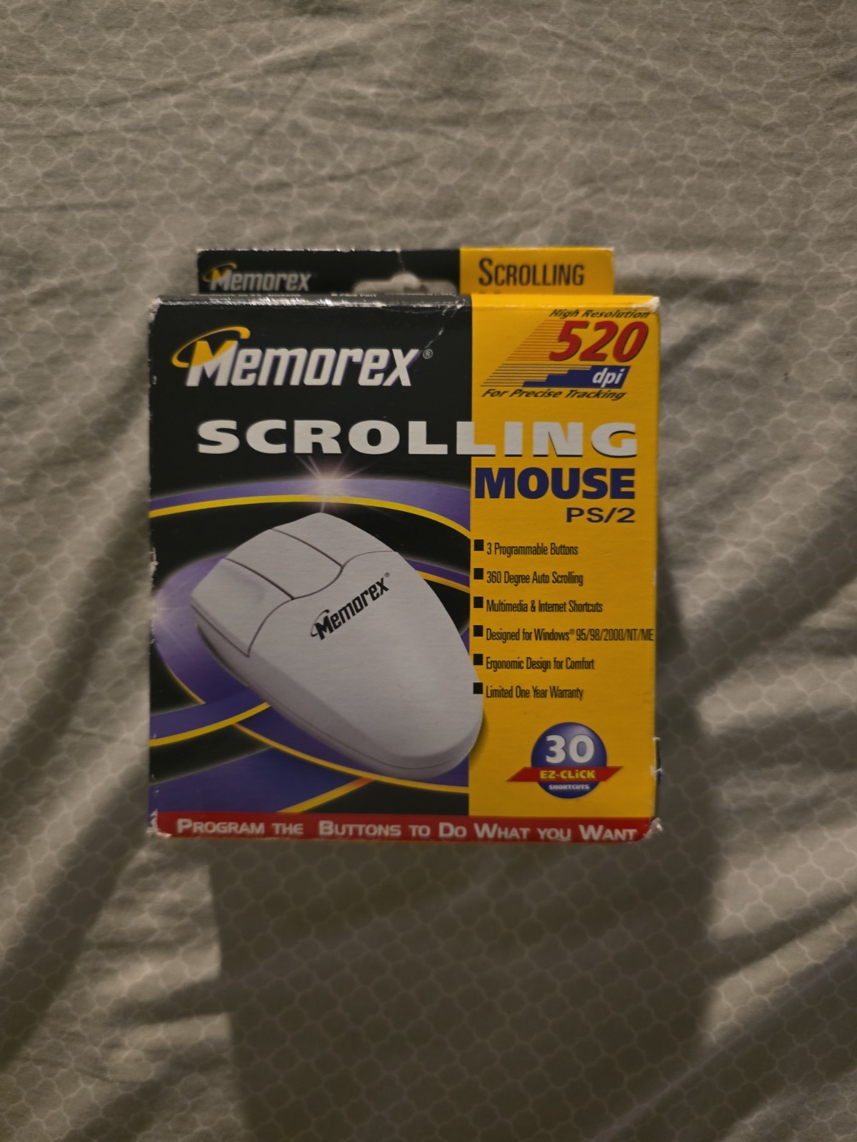 Memorex Scrolling Mouse 3 Button PS/2 High Resolution 520 dpi Precise Tracking