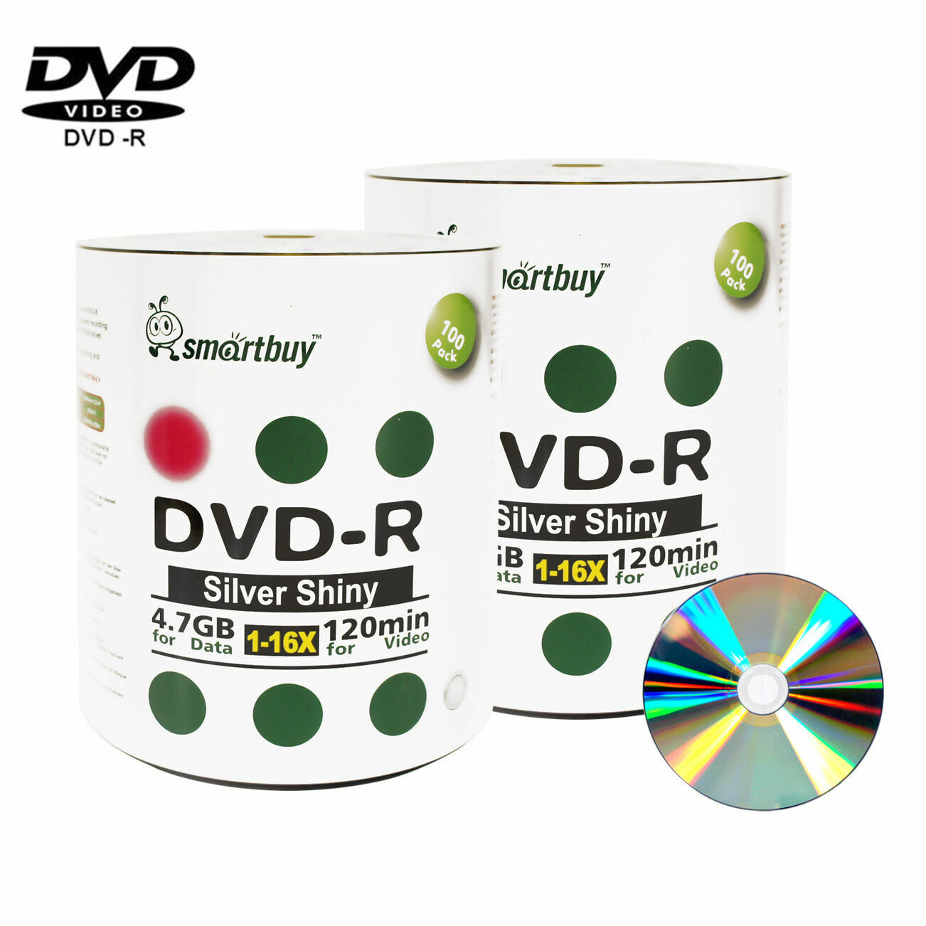 200 Smartbuy 16X DVD-R 4.7GB Shiny Silver Non Printable Blank Recording Disc