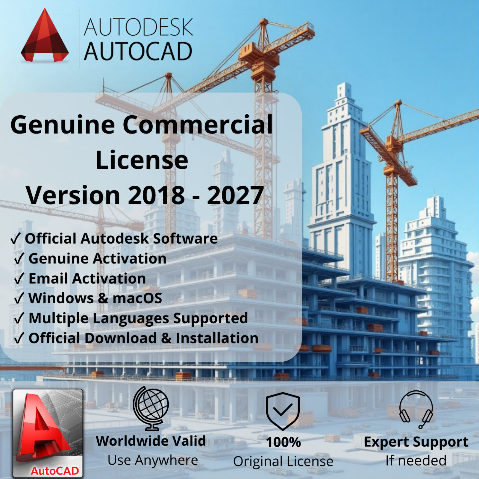 Autodesk AutoCAD 2026 2D & 3D Design Software – Commercial License Subscription