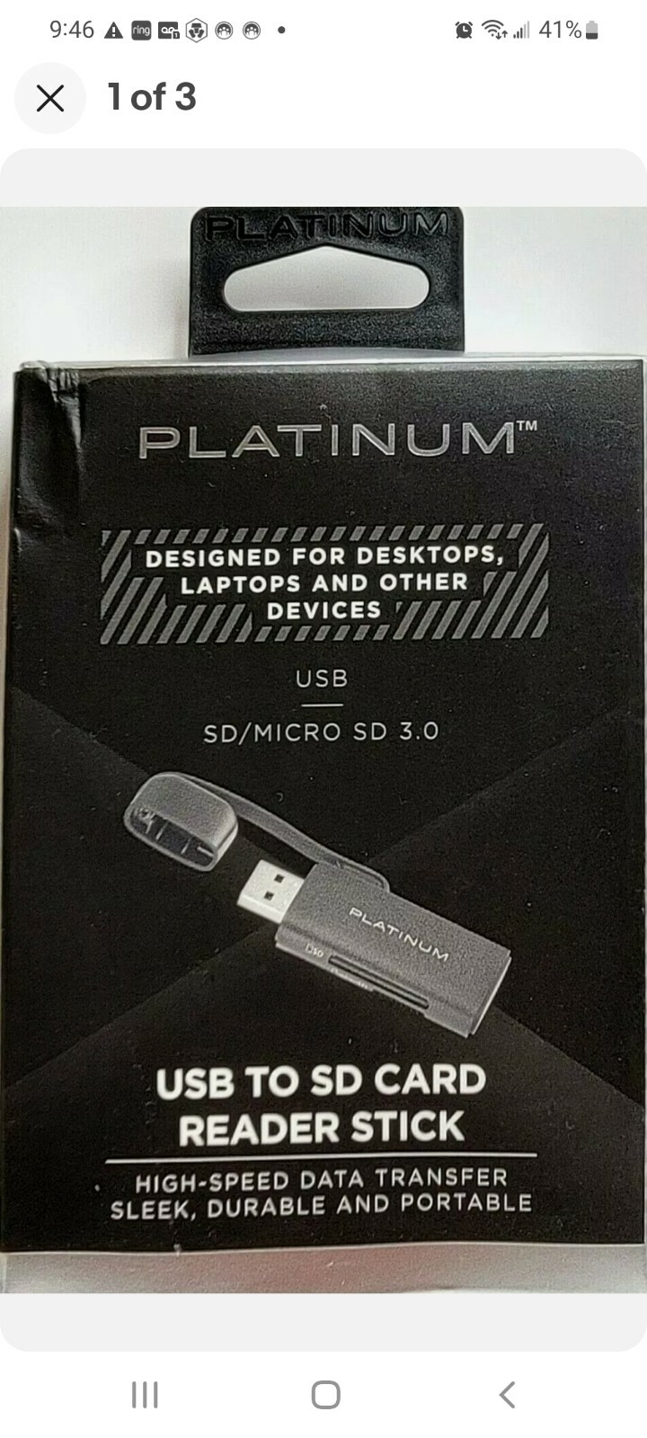 Platinum™ - UHS-I USB 3.2 Gen 1 Memory Card Reader - Black (PT-CRSA1)