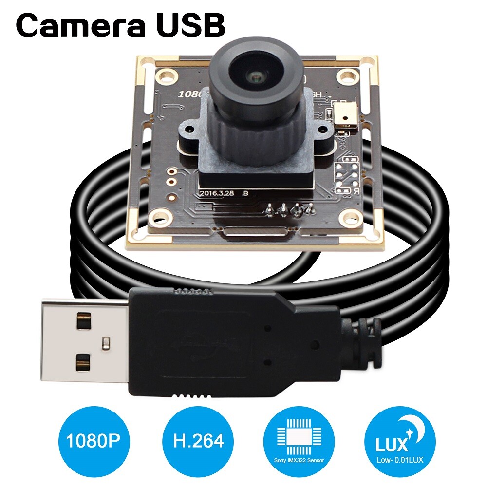ELP 2MP H.264 USB Camera module Low Light Sony IMX322  Webcam With 2.1mm lens