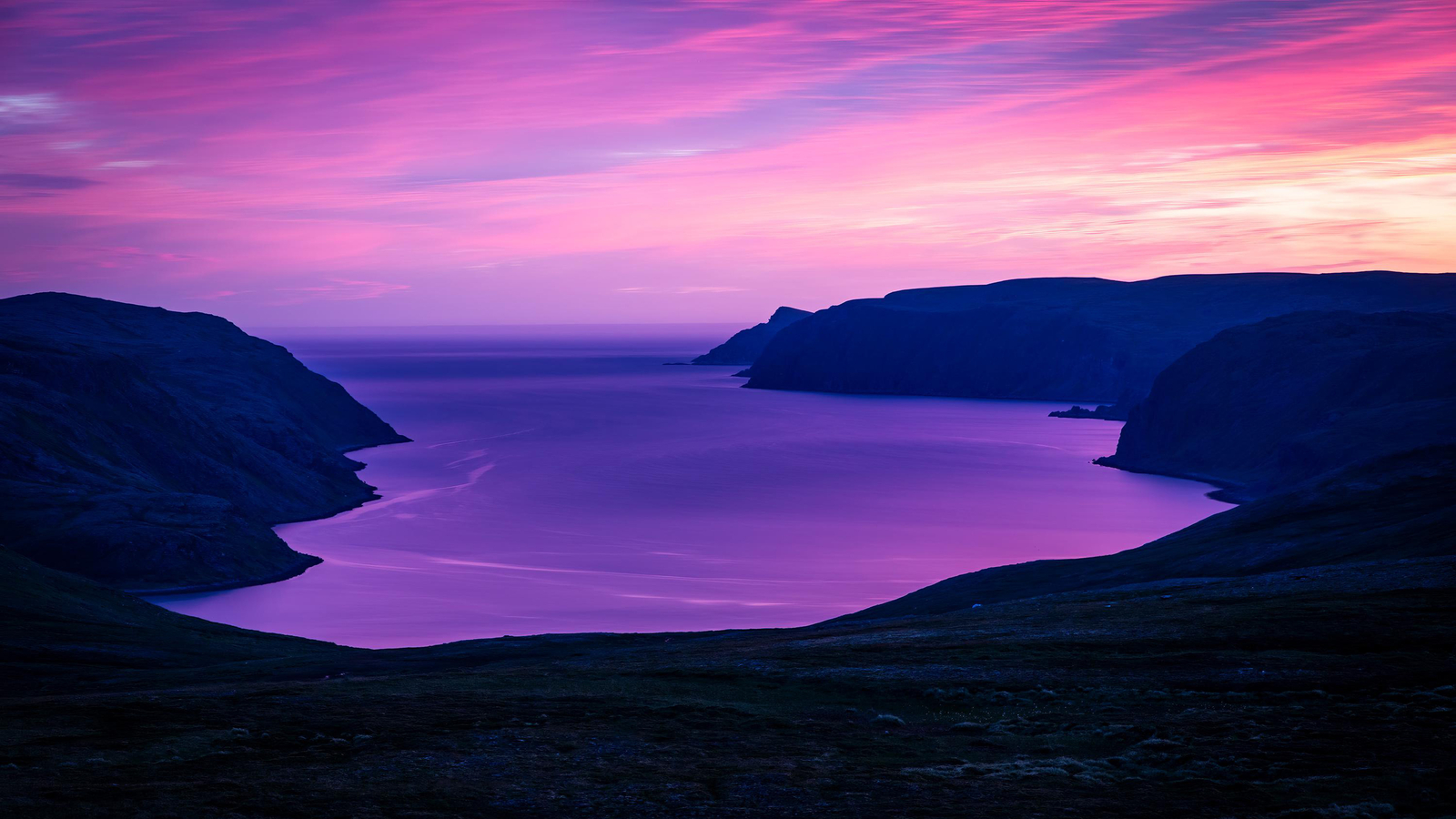 Landscape sea sunset norway cliff low Custom Gaming Mat Desk