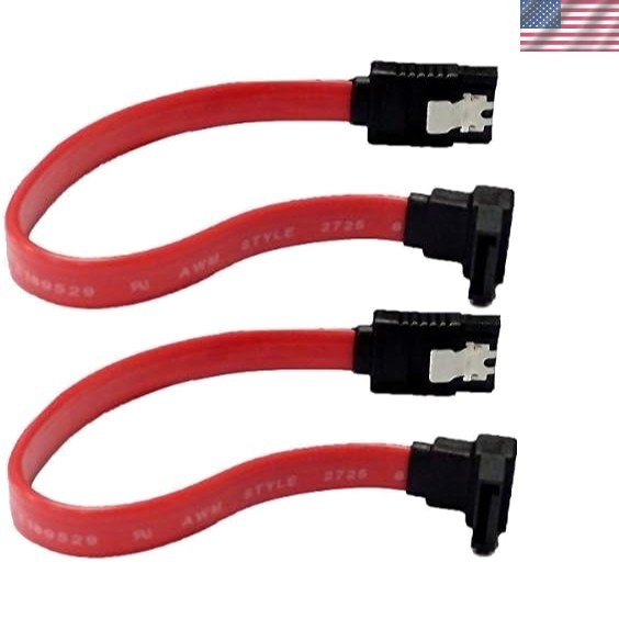Versatile 90 Degree 6.0 Gbps SATA III Cables - Female-Female 180mm Red Pair