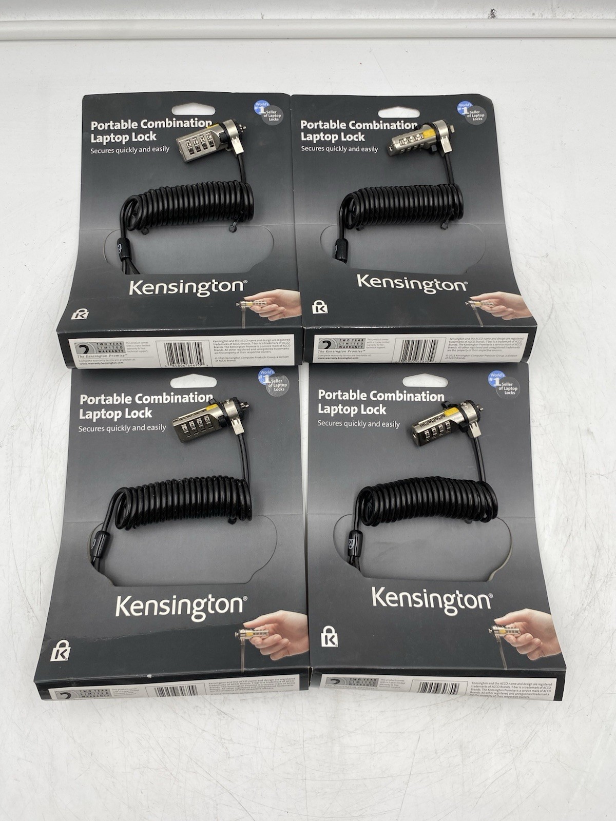 LOT OF 4 Kensington Portable Combination Laptop Lock (UPC 085896646709)