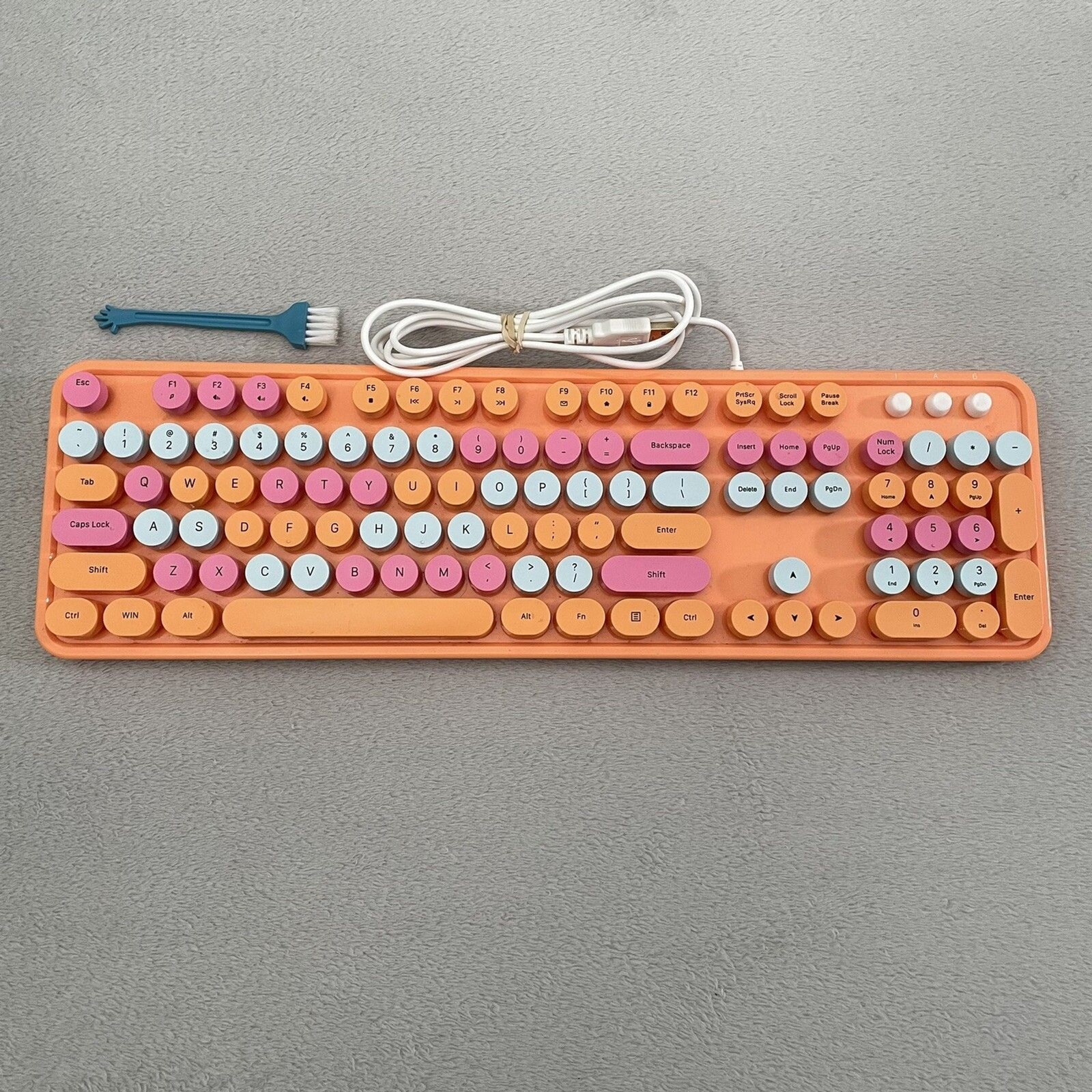 Geezer Retro Keycap Designed Wired Keyboard SK-623 Orange Colorful Click