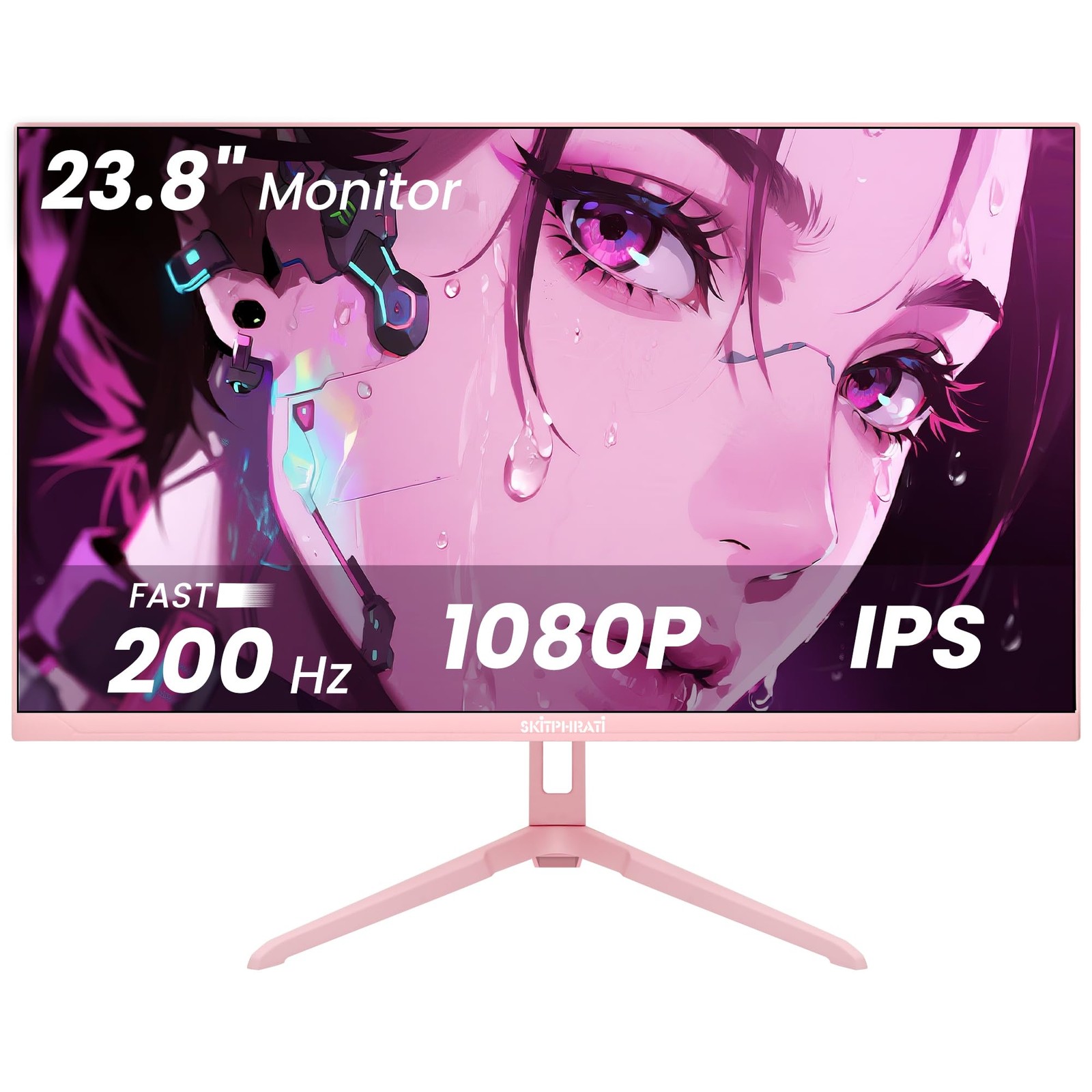 Pink 24 inch Gaming Monitor 200Hz Refresh Rate FHD 1080p Resolution Fast IPS ...