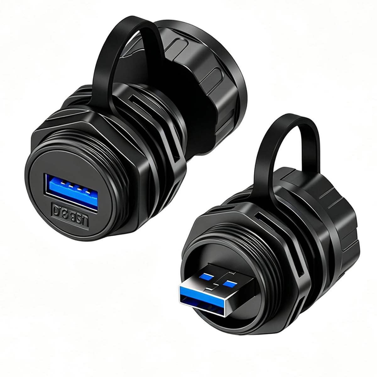2 PCS Waterproof USB 3.0 Bulkhead Panel Mount Connector 5Gbps HighSpeed