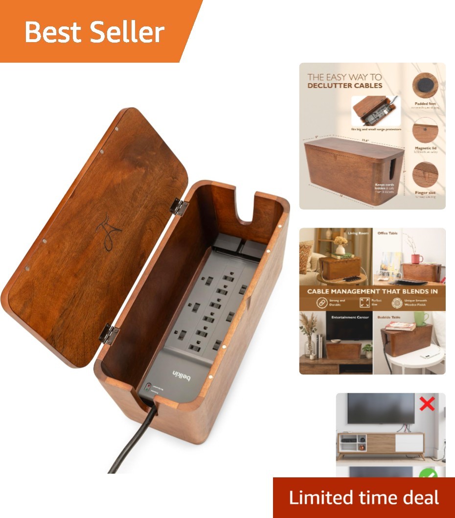 Extra Large Eco-Friendly Cable Hideaway with Ventilation - Modern Rustic Style