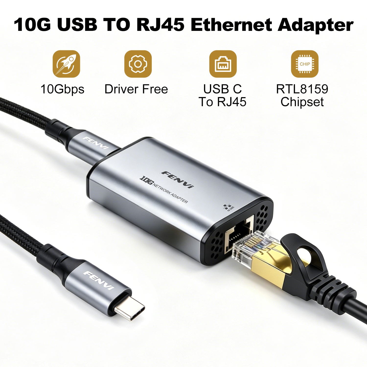 RTL8159 10Gbps USB3.2 Type-C Ethernet Adapter RJ45 USB-C 10 Gigabit Network Card