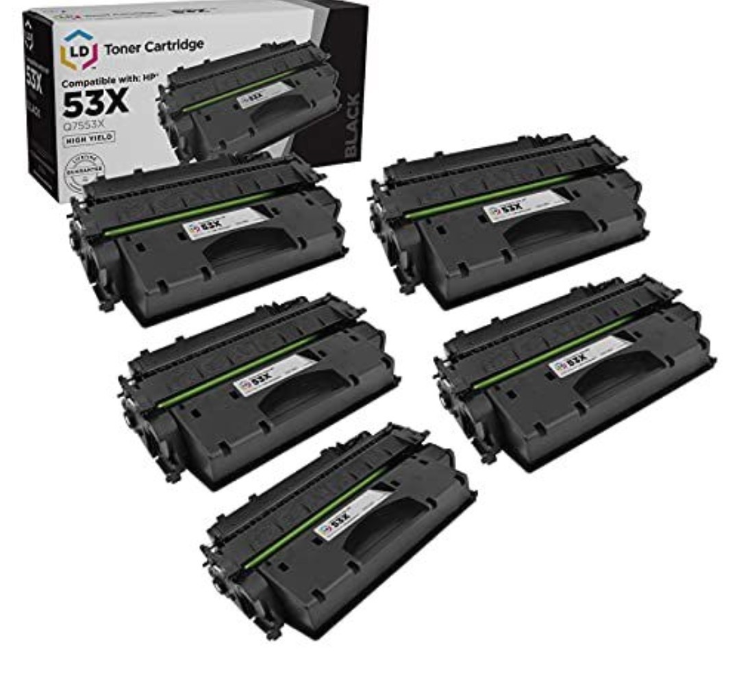 LD Compatible for HP 53X/Q7553X Set of 5 High Yield Black Toner Cartridges