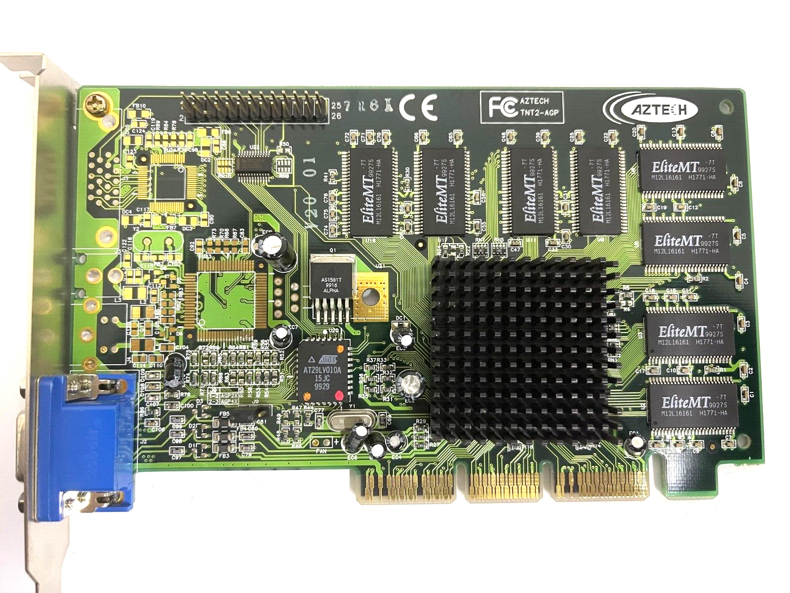 VINTAGE RARE AZTECH TNT2-AGP 825-G22071-A30 32 MB VGA ONLY AGP VIDEO CARD MXB125