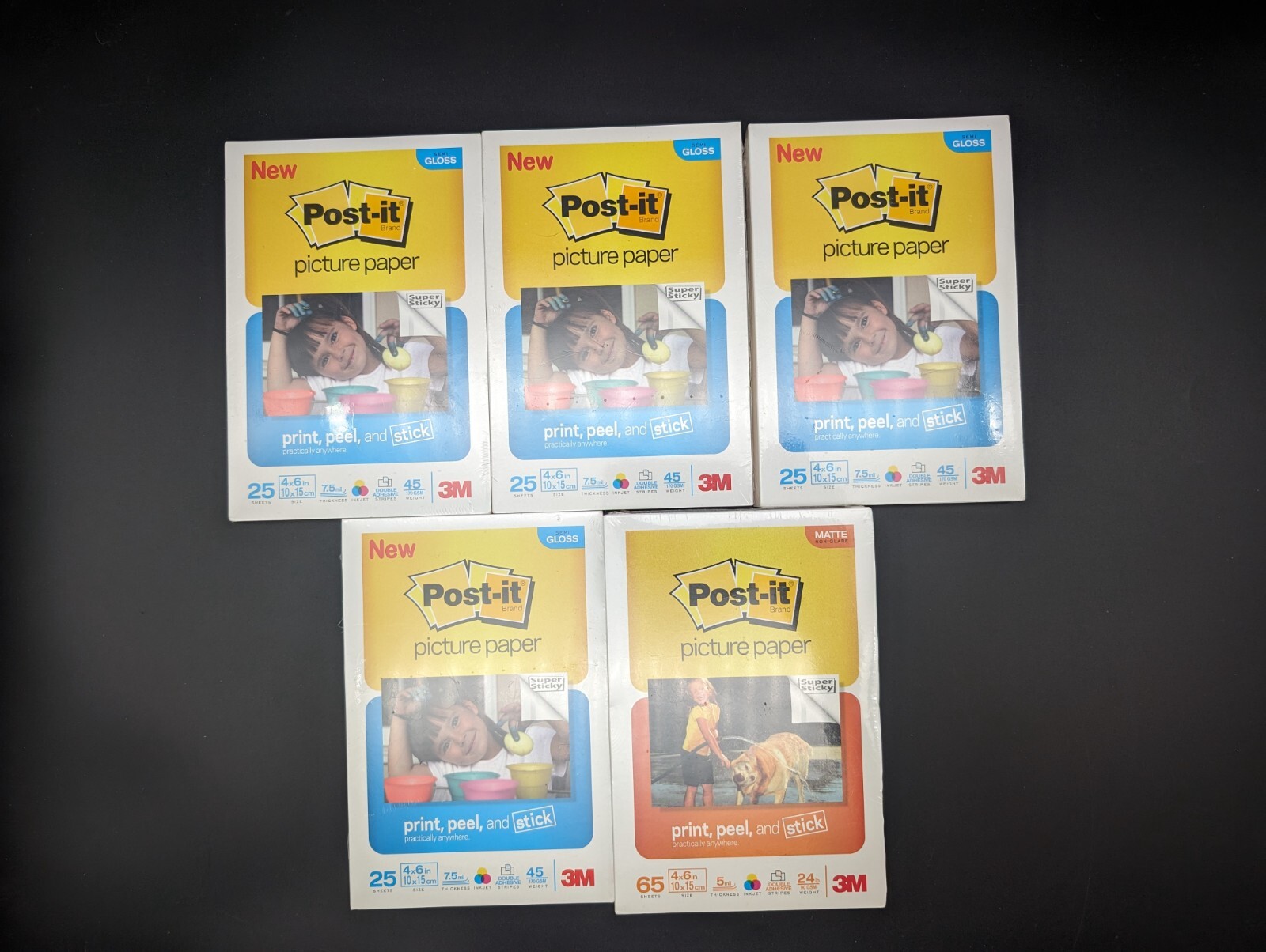 Post-it Brand New Glossy Matte Picture Paper 3M Peel Stick 4x6 165 Sheets 25 65