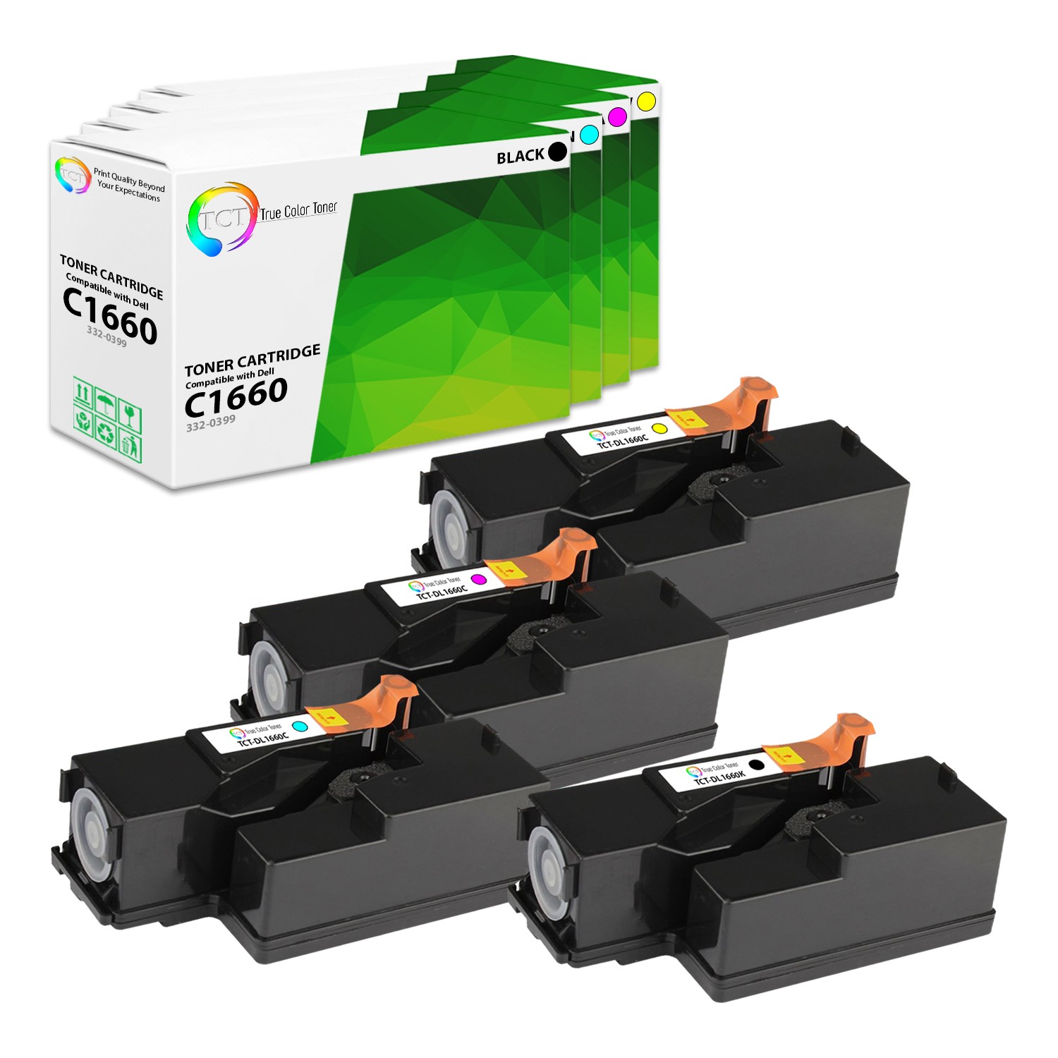 TCT 4PK C1660 Color Toner Cartridge Set For Dell C1660 C1660w C1660cnw