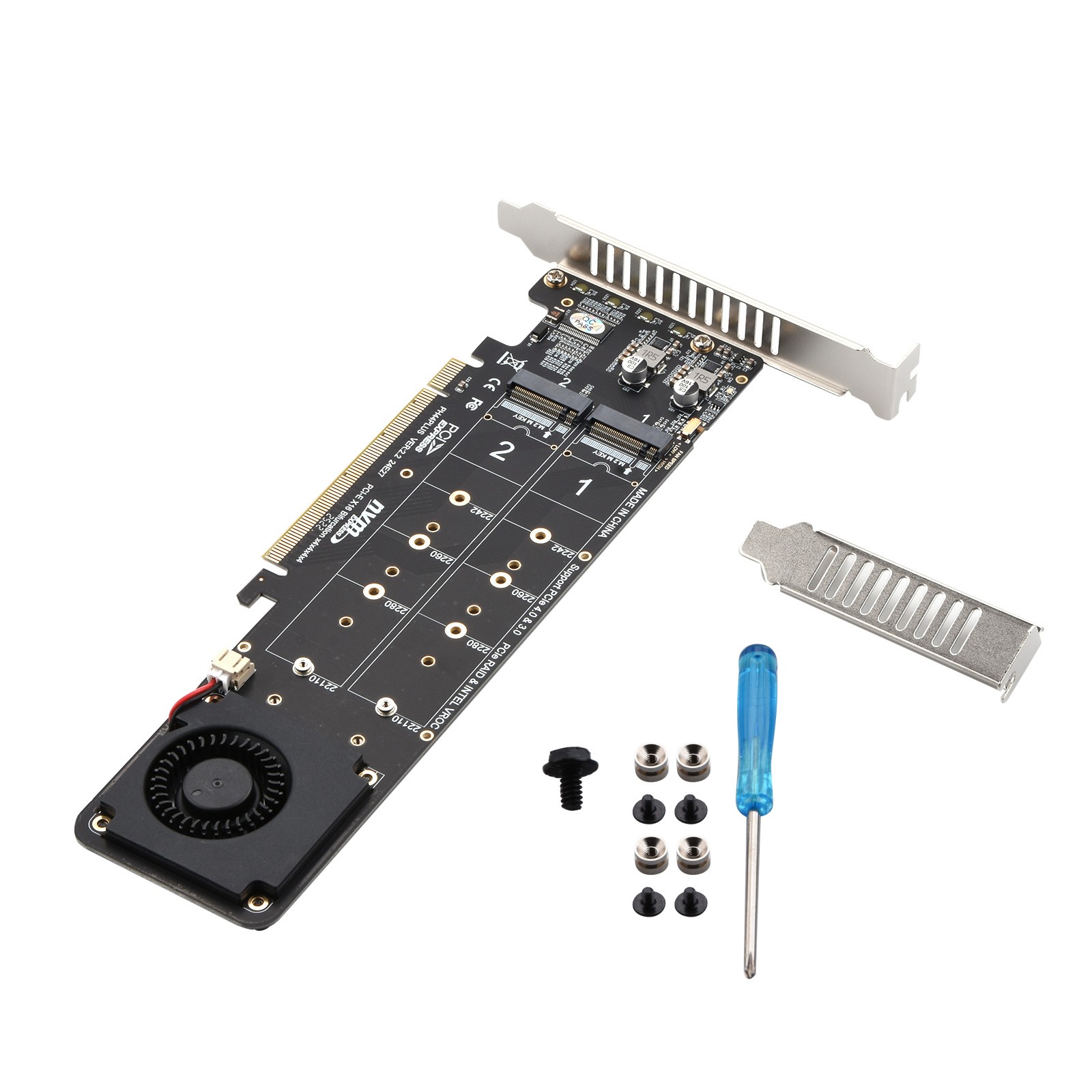 PCIE 4.0 x16 To M.2 M-Key NVME SSD Expansion Split Card Supports 4 Nvme M.2 SSD