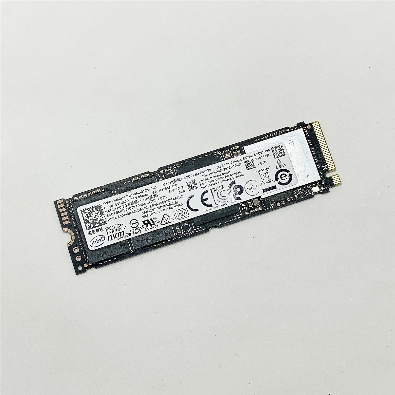 Intel 1024GB NVMe PCIe 2280 3.0 x4 SSDPEMKF010T8 Solid State Drive 92% Health
