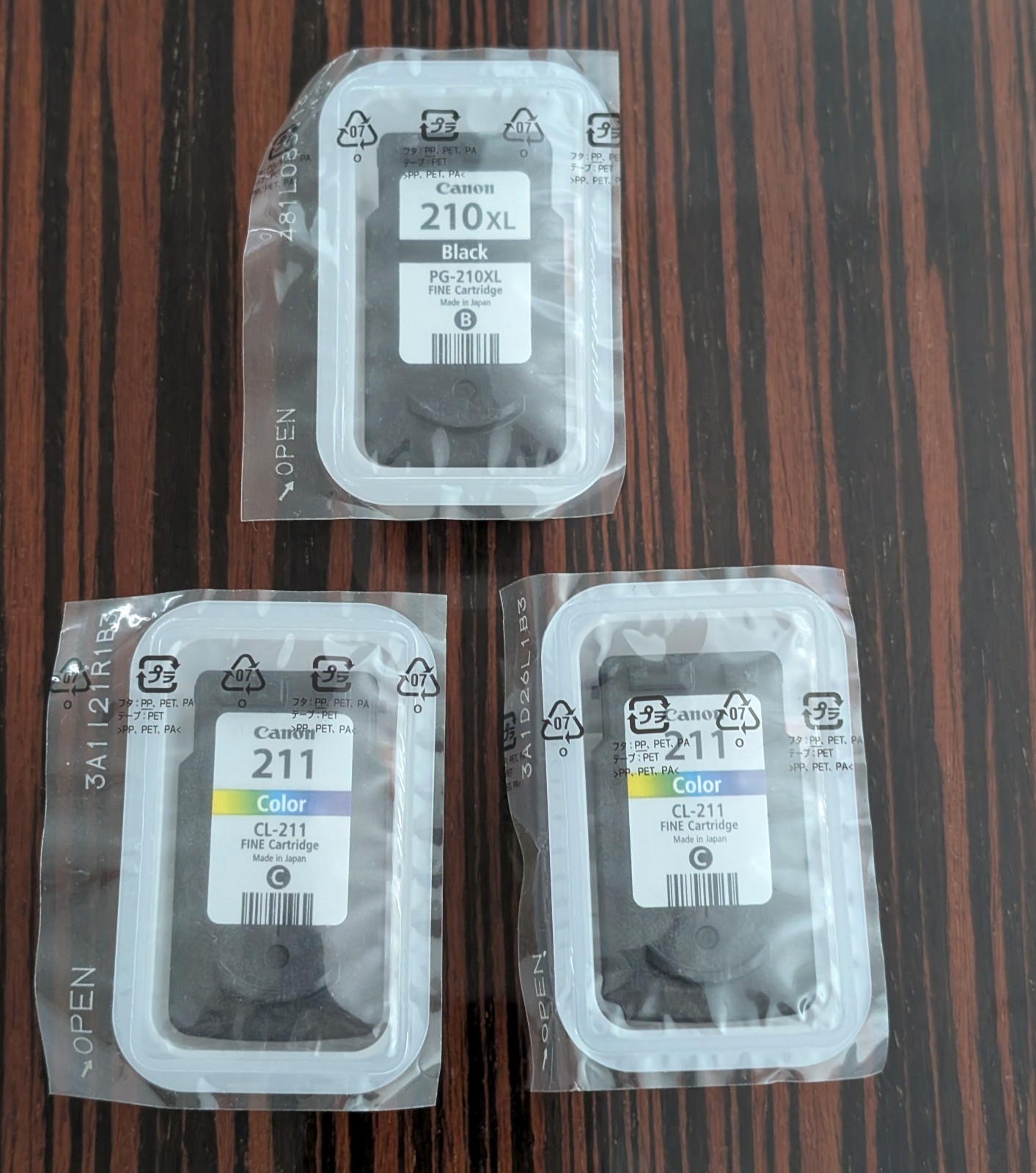 NEW Genuine CANON 210XL Black & 2x 211 Tri-Color Ink Sealed Cases