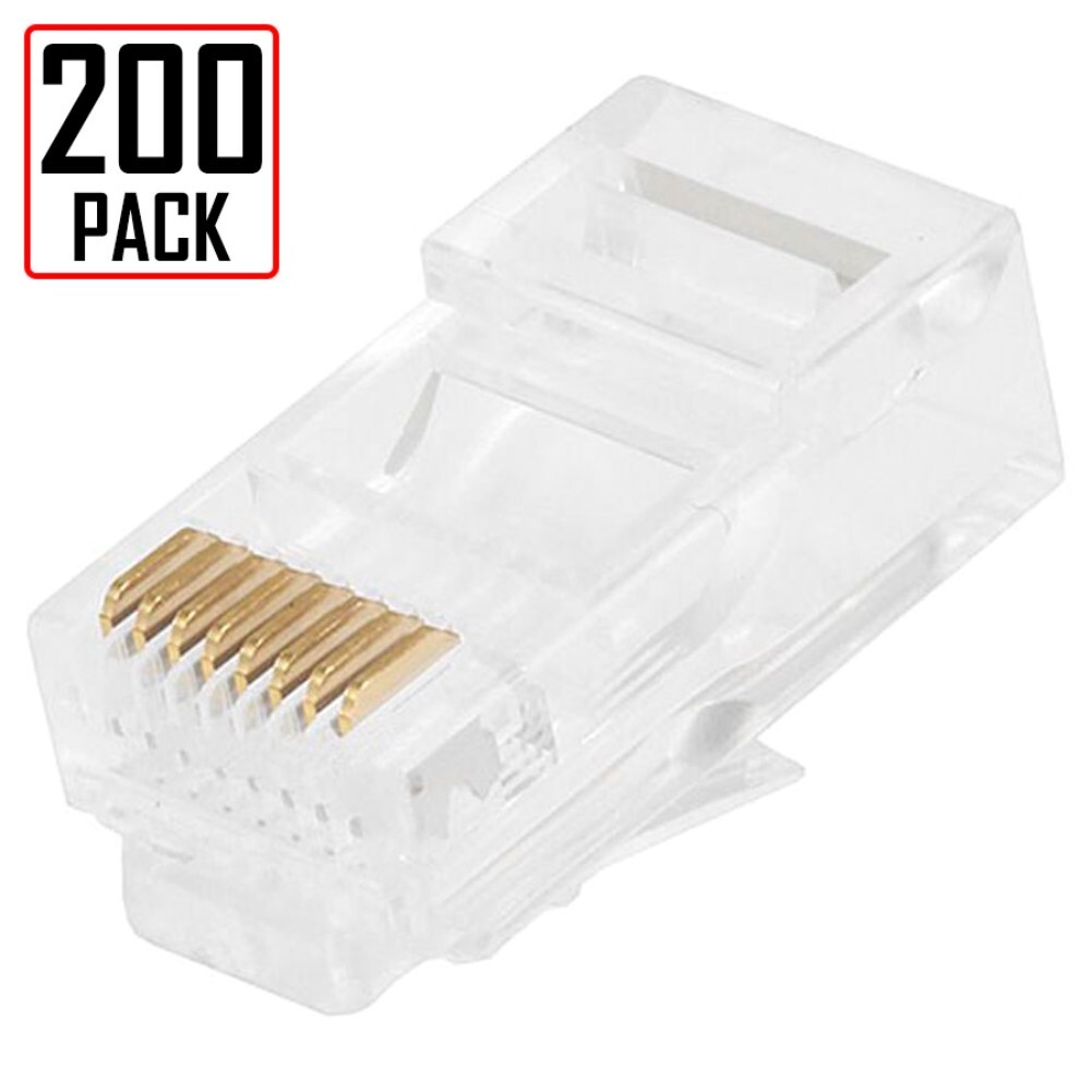 200pcs RJ45 Plug Cat5 Cat5e Cat6 Crimp On Modular For Stranded Cable Wire RJ-45 