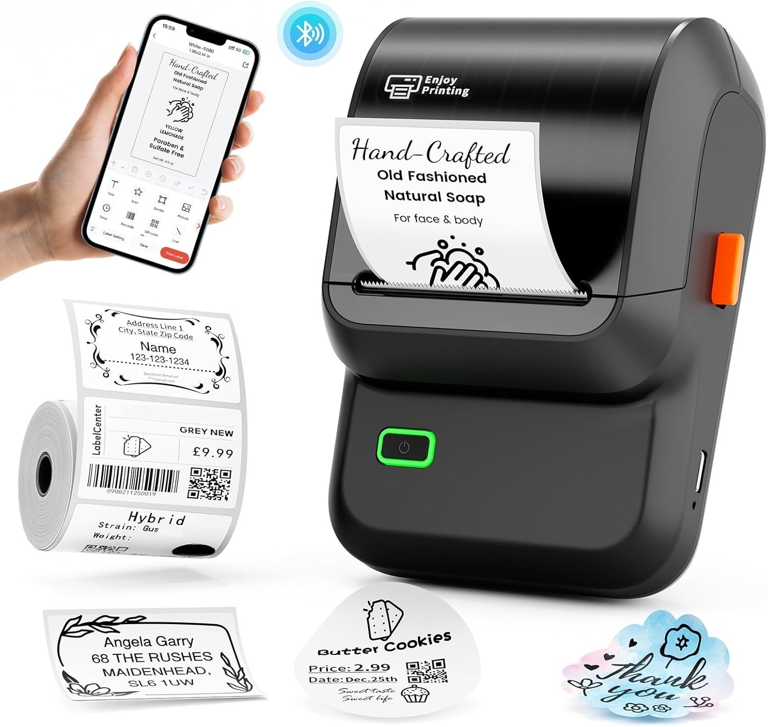 Phomemo Label Maker Machine Thermal Bluetooth Mini Label Barcode Printer LOT