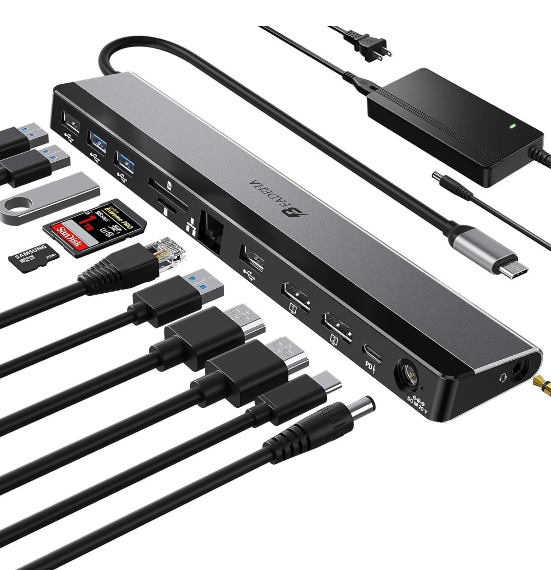 BFADEHA 12 In 1 PORTABLE Universal Docking Station 100W PD 4k HDMI (UCN3652-1)