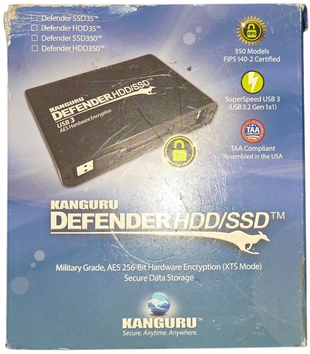 Kanguru Defender SSD350 4TB SSD USB 3.0 Secure Hardware Encrypted Portable FIPS