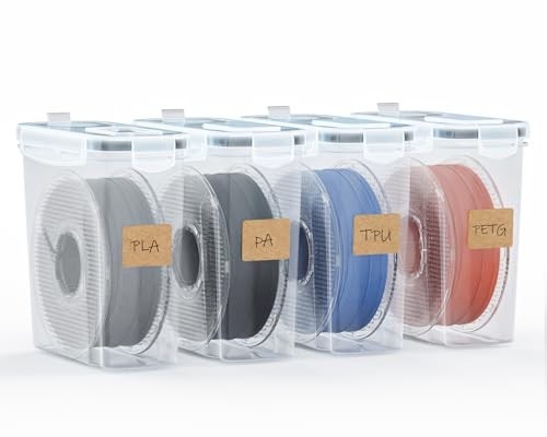 Filament Storage Box 4 Pack for 3D Printing Spools, Desiccant Included