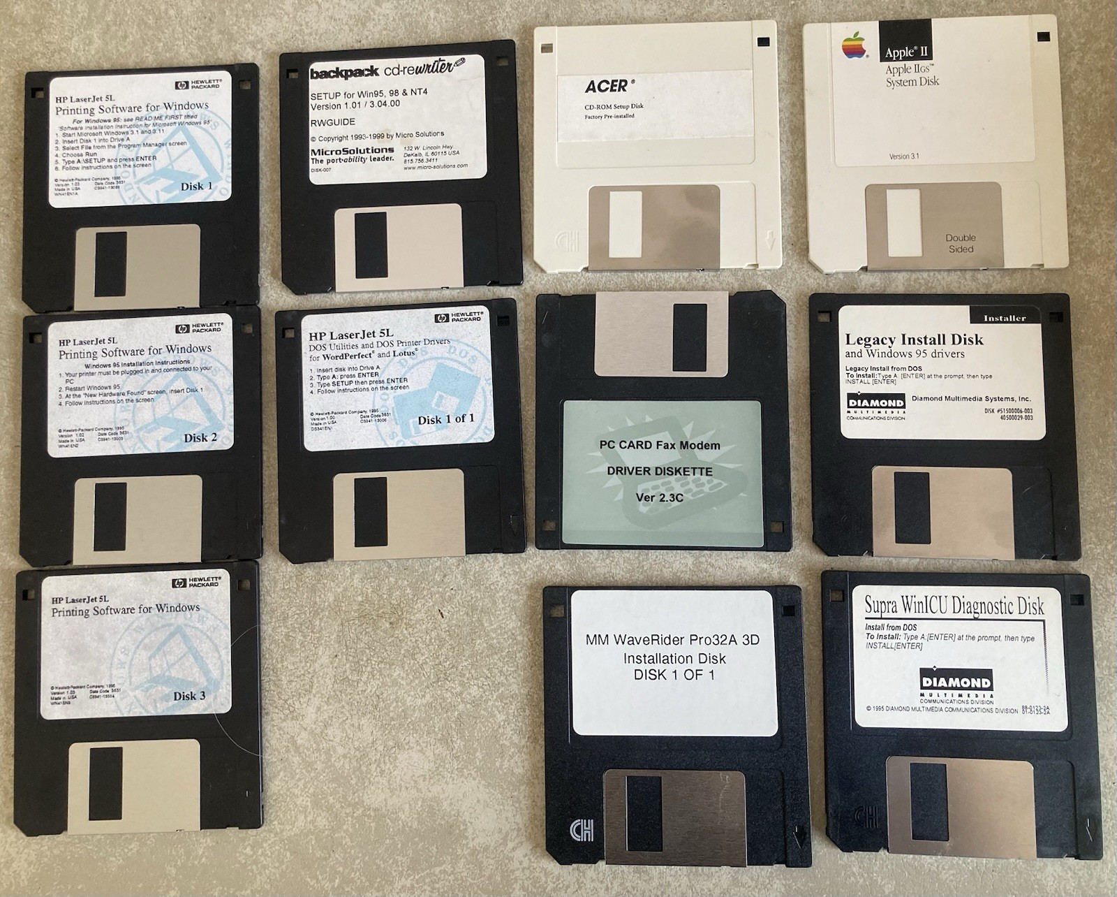 Vintage Floppy Disk Lot Apple IIgs, Diamond, Backpack, Drivers & Utilities