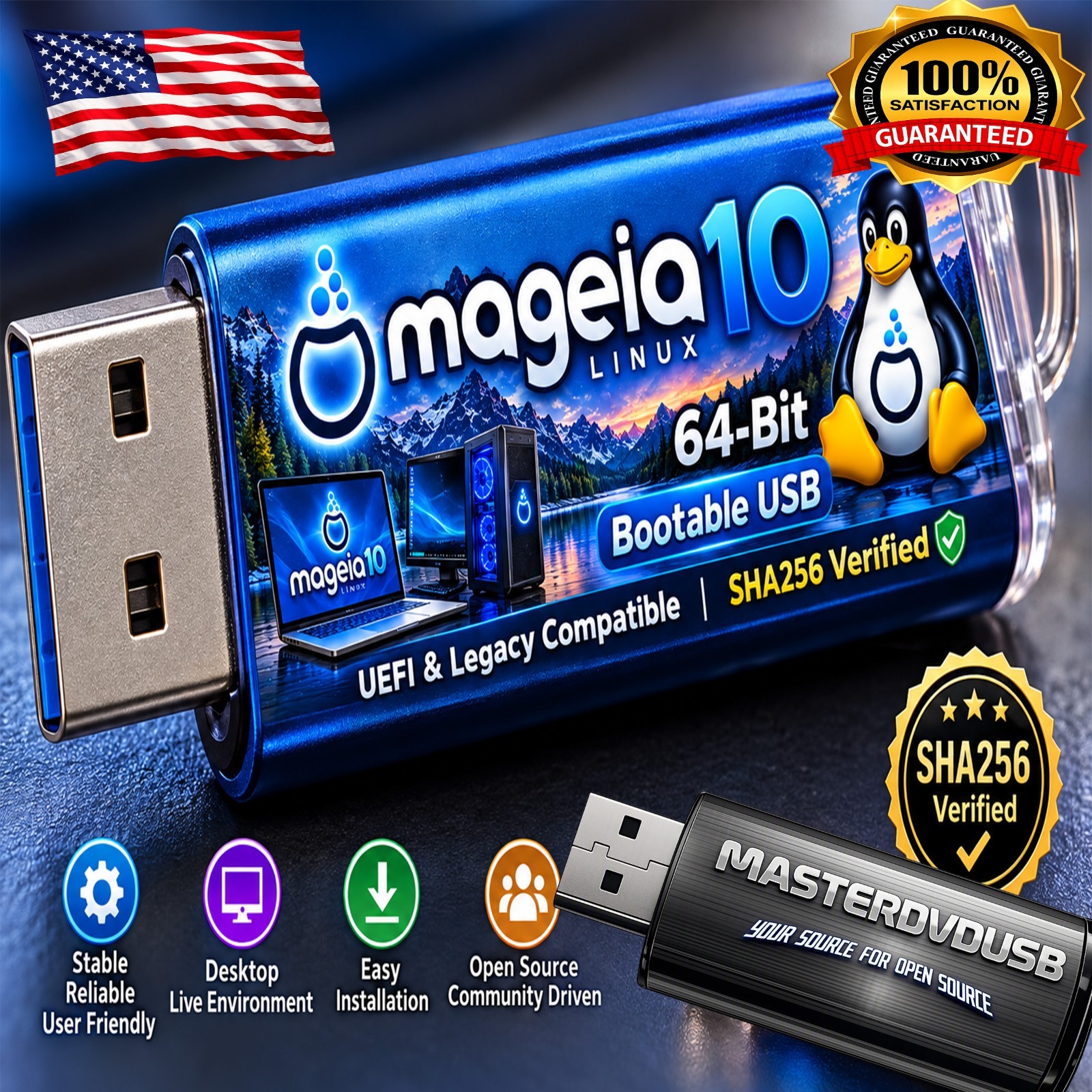 Mageia 10 64-Bit Bootable USB Installer | SHA256 Verified | UEFI/Legacy