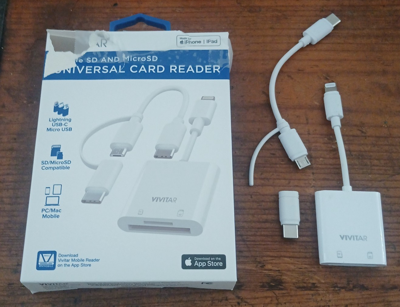 Vivitar Mobile SD and MicroSD Universal Card Reader White MOV4016-OPEN BOX