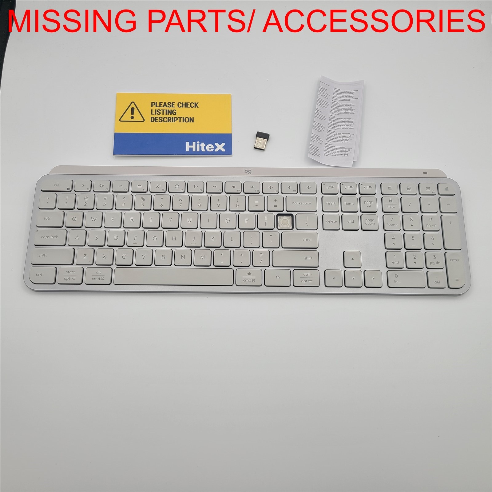 Logitech MX Keys S Wireless Keyboard, Low Profile, Pale Grey *READ*
