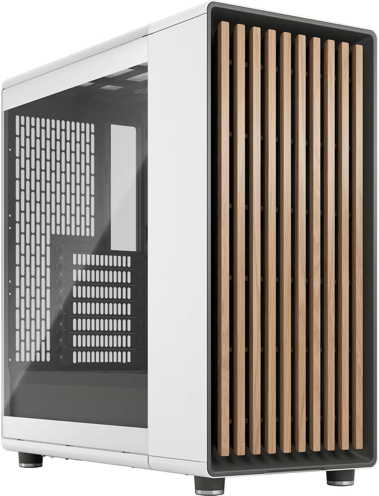 Fractal Design - North Chalk White with Oak Front and Clear TG Side Panel Mid...