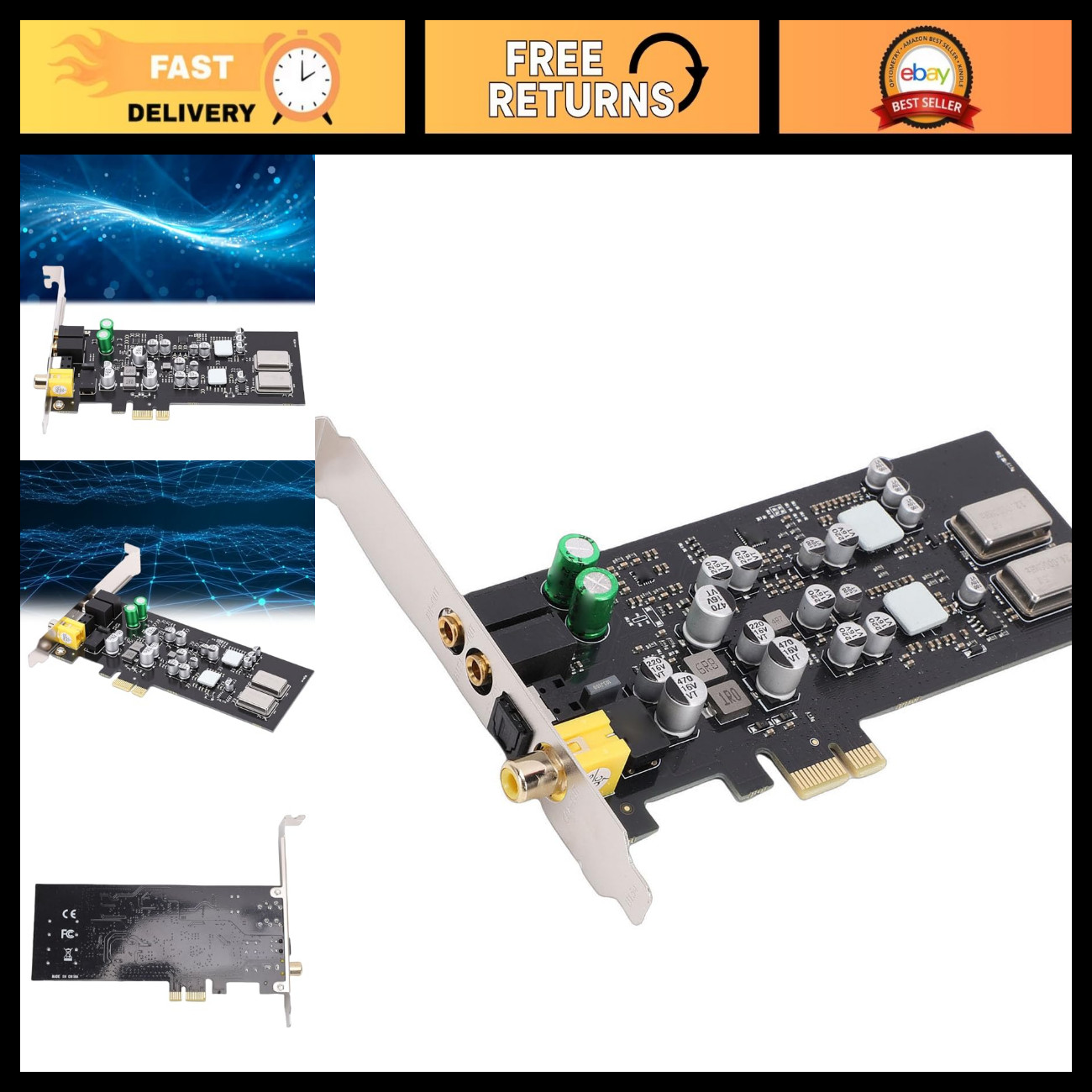 5.1 Channel PCIe Sound Card, HiFi Audio Adapter, Optical Coaxial Output, 127dB f