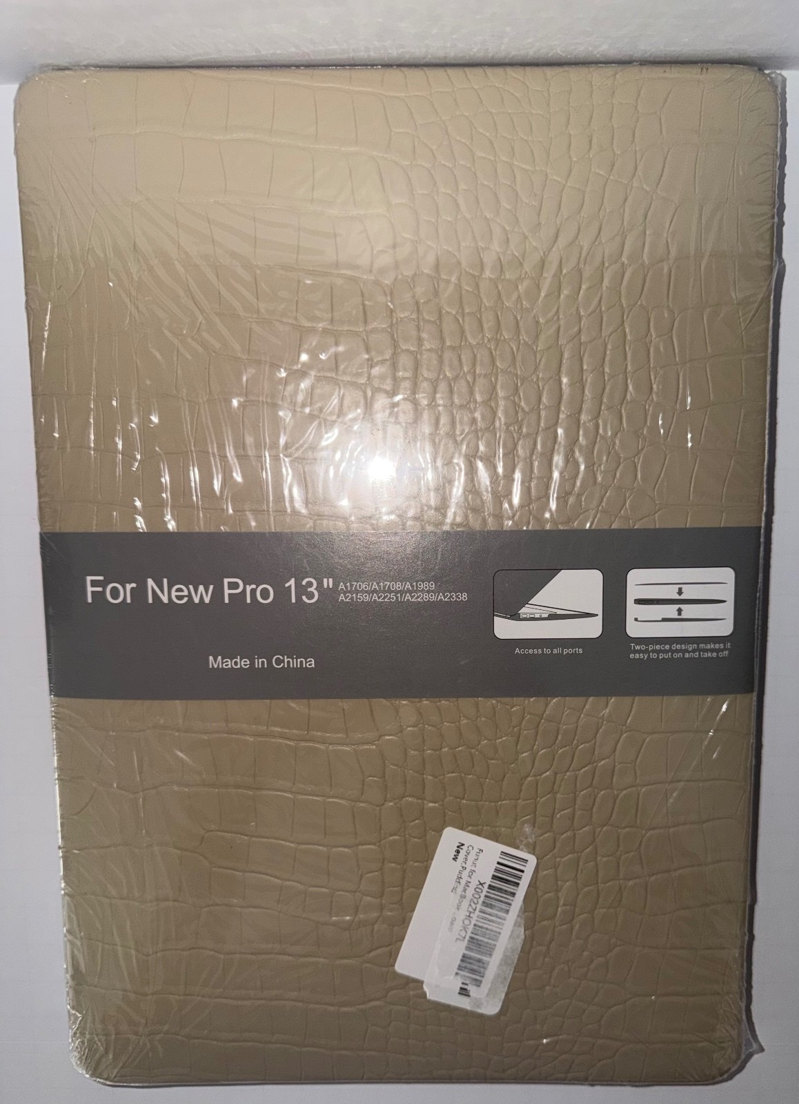 MacBook Pro 13” Crocodile Texture Hard Shell Case Beige A2338 A2289 A2251 New