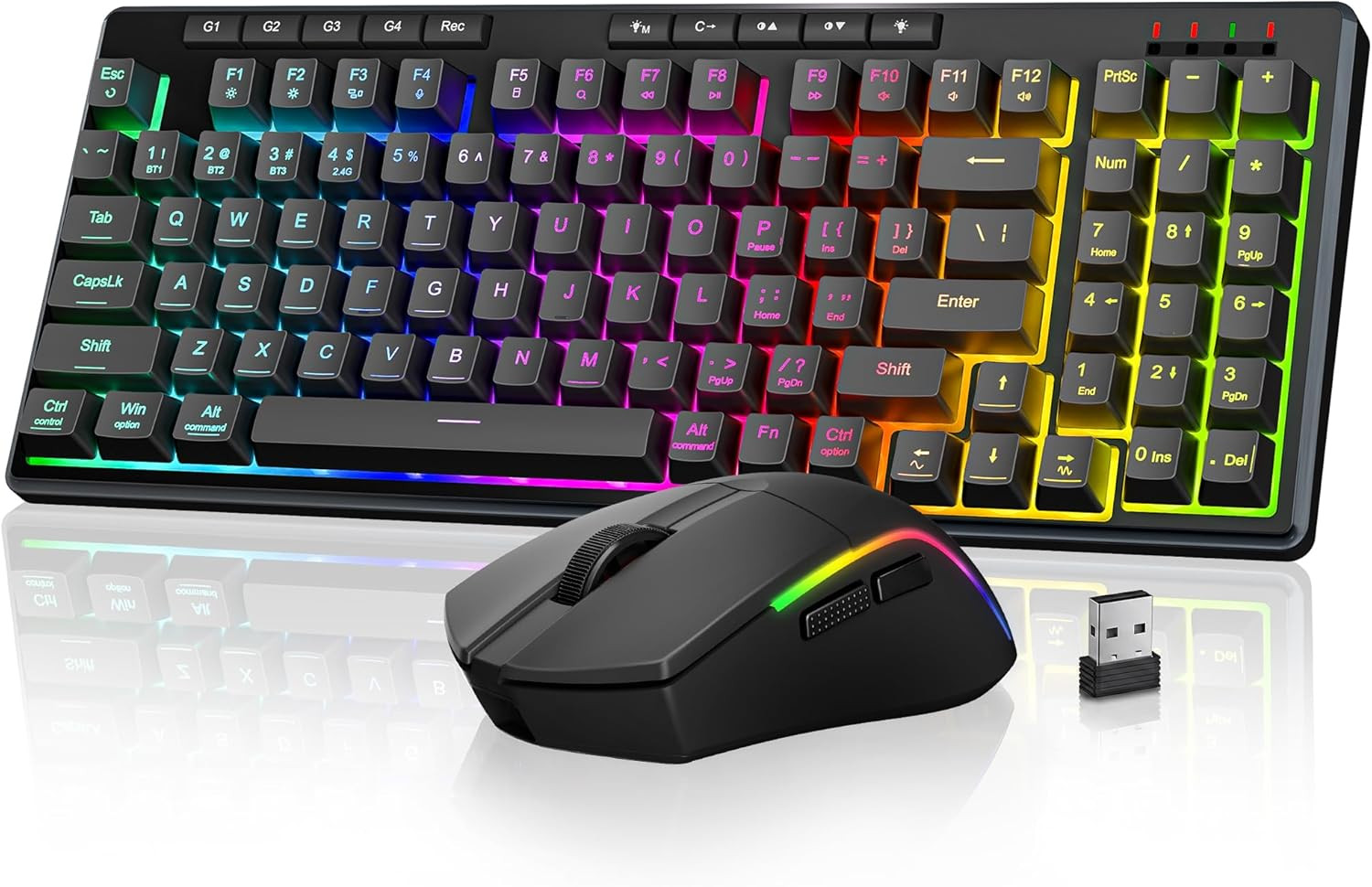 Redragon S156 Wireless Keyboard and Mouse with Tri-Mode, Mechanical Feel Keyboar