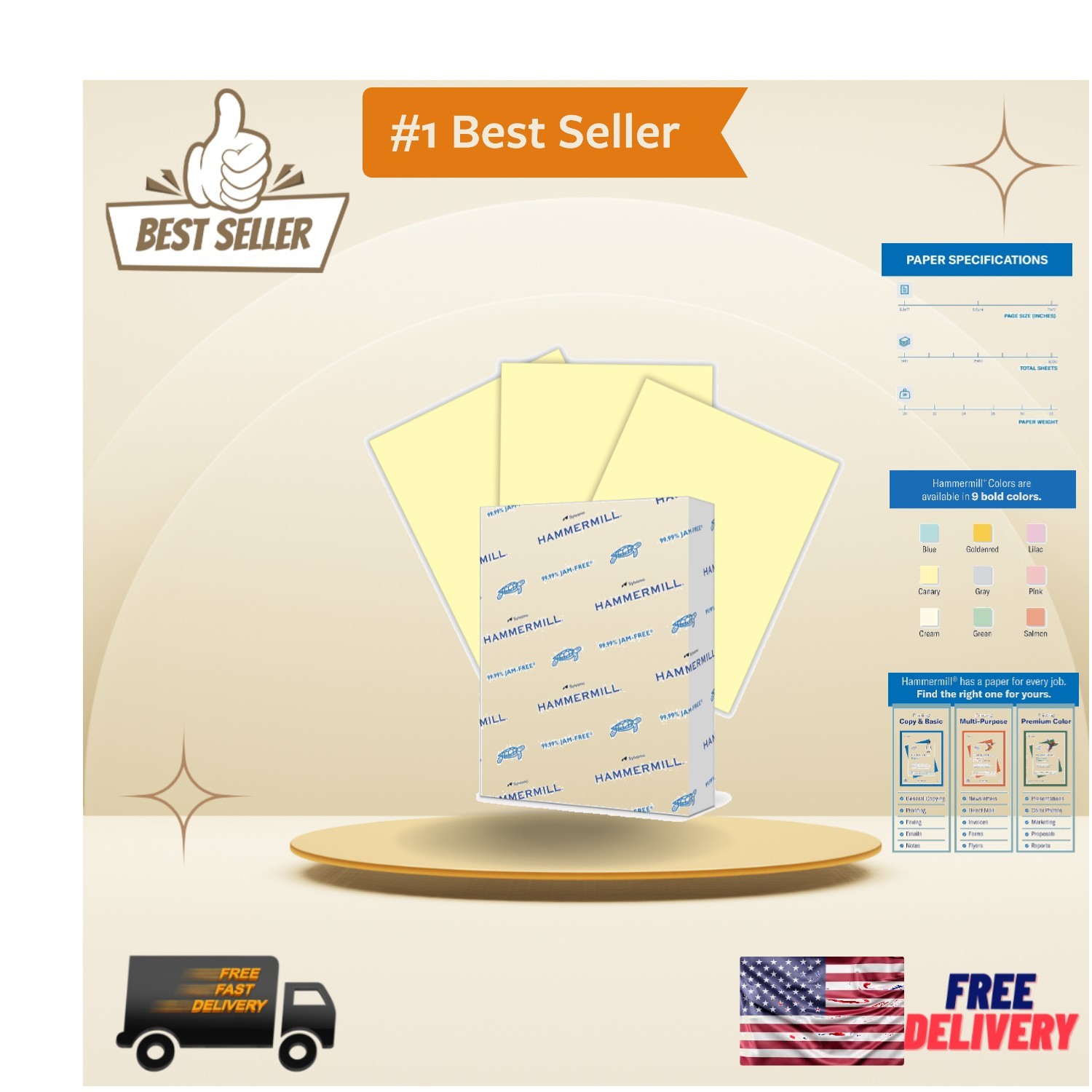 Versatile 20lb Smooth Canary Copy Paper, 500 Sheets – Perfect for All Printers