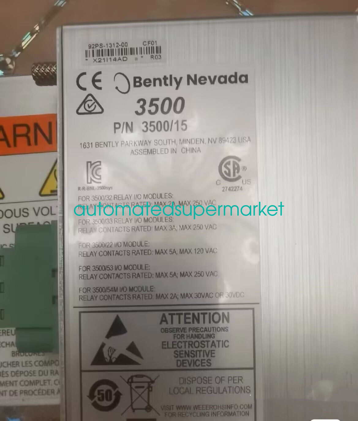 1PC NEW Bently 3500/15 Power module Shipping by DHL/FedEX
