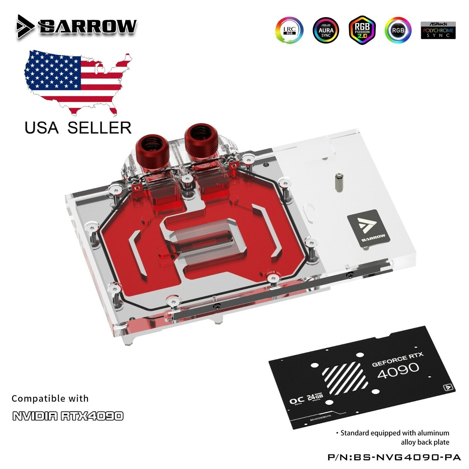 Barrow FULL Cover GPU Water Block for Nvidia RTX 4090 Founders Edition Backplate