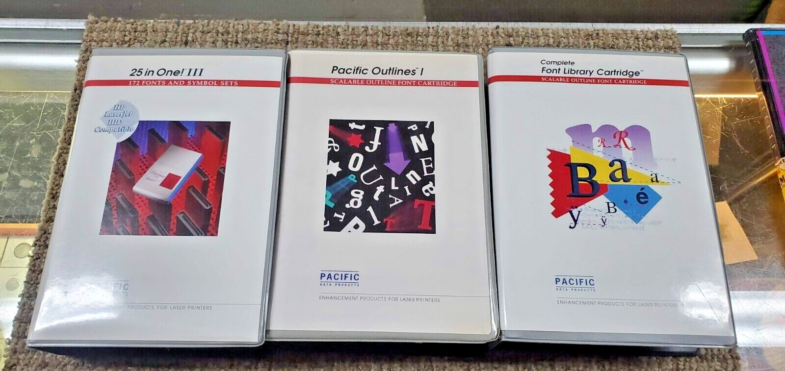 Lot of 3 Pacific Data Font Library cartridge(s) - complete . (FC60-4-G973)