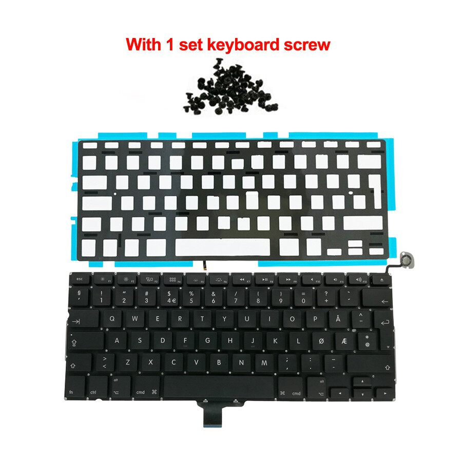 Norway Norwegian Keyboard + Backlight Screw For Macbook pro 13" A1278 2009-2012